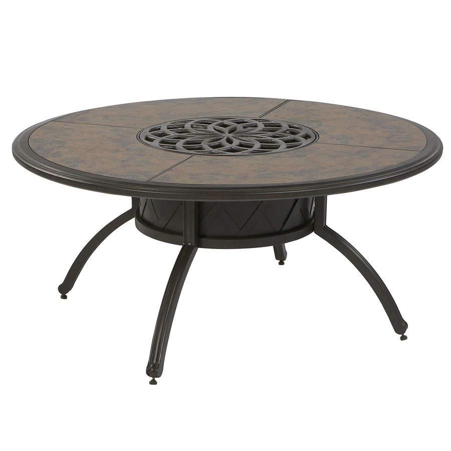 Garden Treasures Willow Pass 42 In Tile Top Aluminum Frame Round Patio Intended For Round Steel Patio Coffee Tables (Photo 13 of 15)