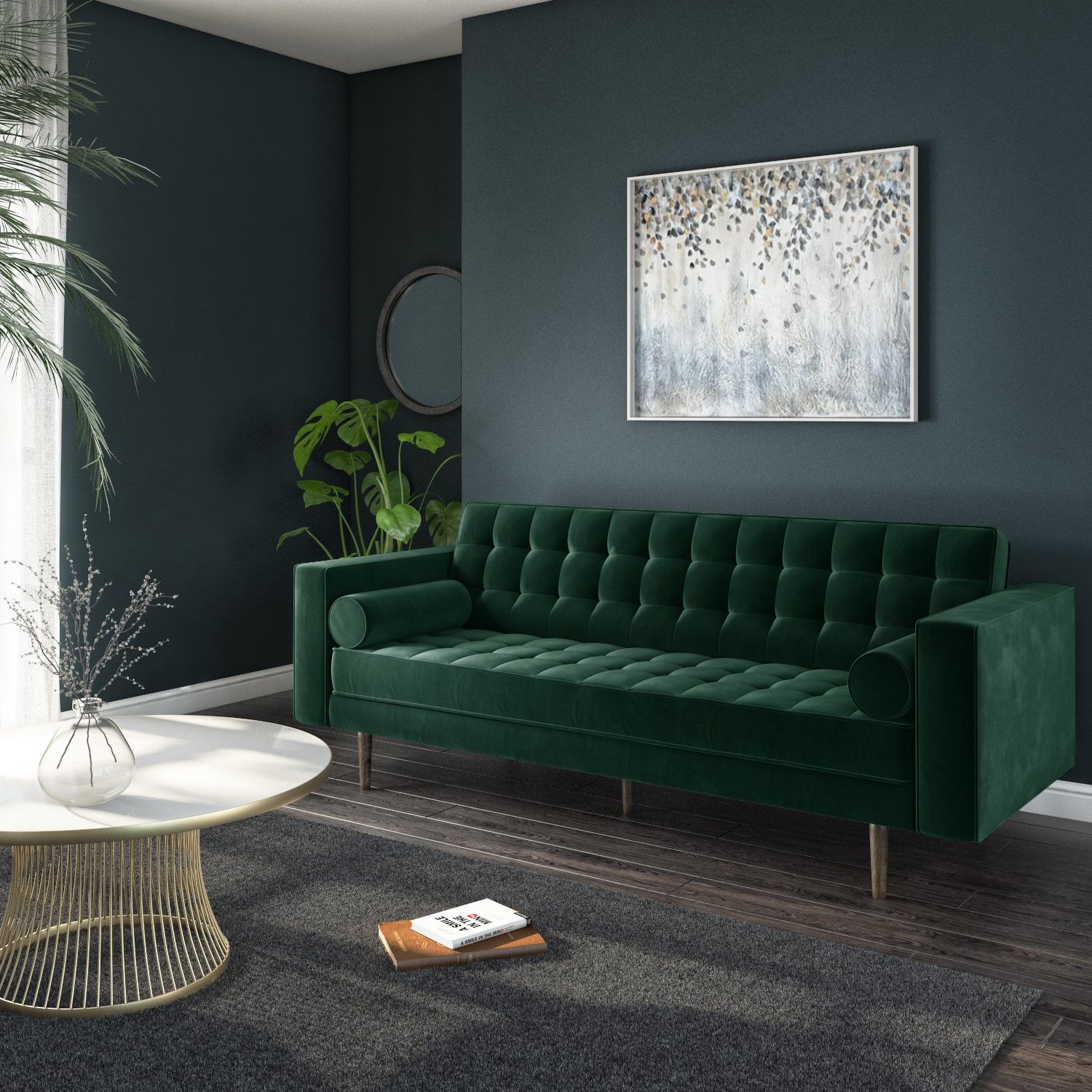 Green Velvet 3 Seater Sofa – Elba – Furniture123 With 75&quot; Green Velvet Sofas (Photo 10 of 15)