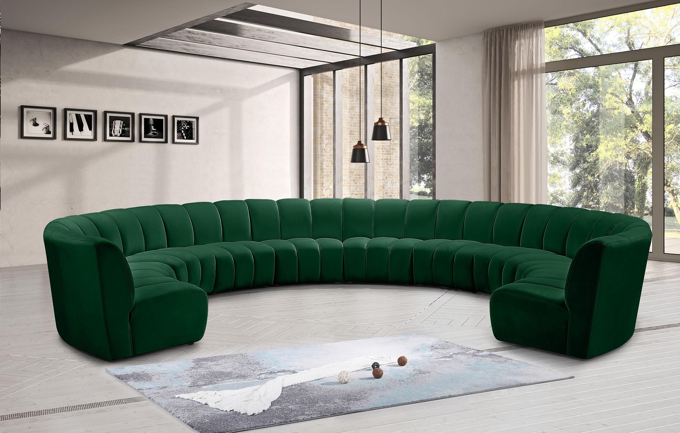 Green Velvet Modular Sectional Sofa Infinity 638green 10pc Meridian Modern  – Buy Online On Ny Furniture Outlet For Green Velvet Modular Sectionals (View 5 of 15)
