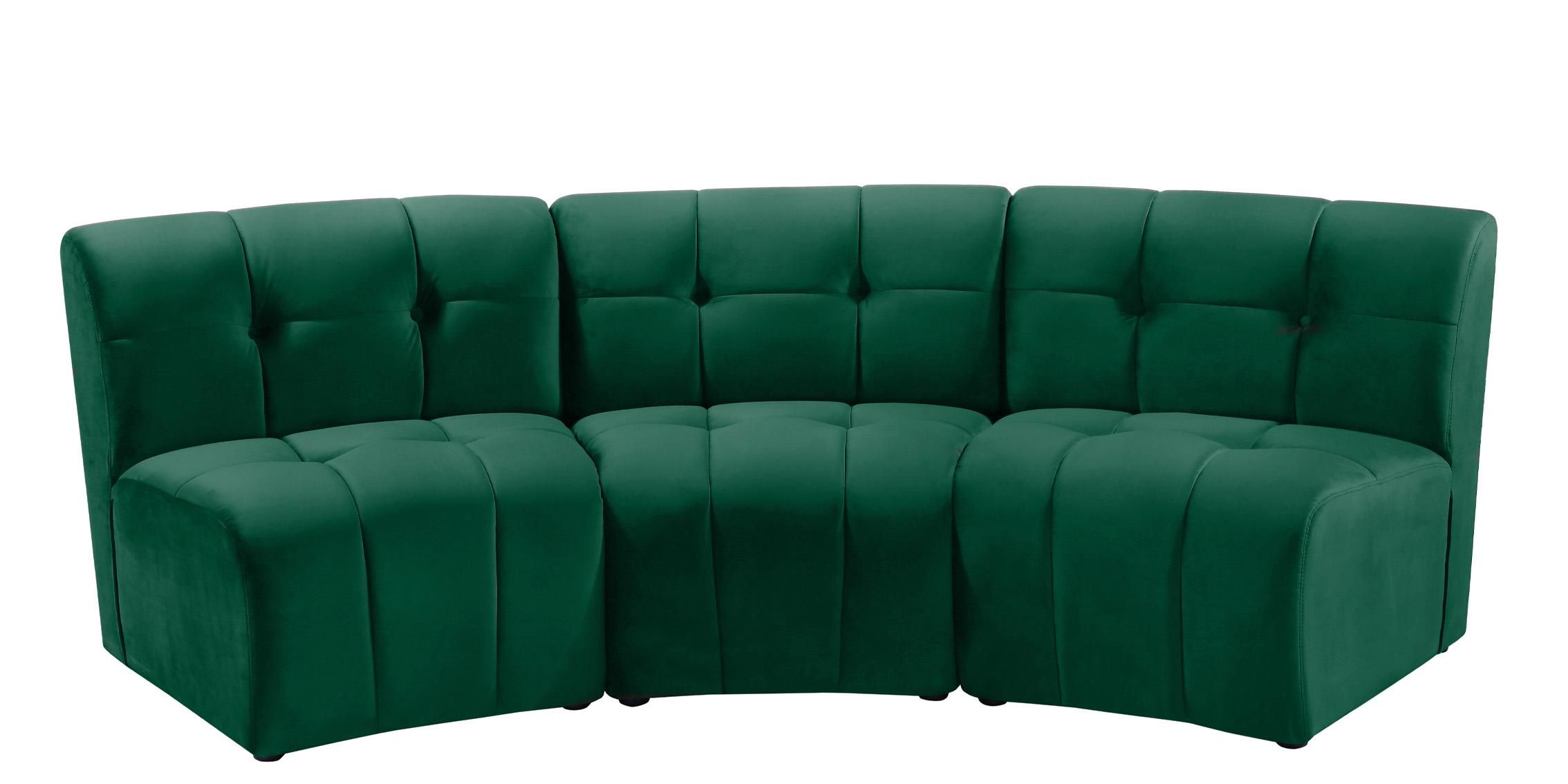 Green Velvet Modular Sectional Sofa Limitless 645green 3pc Meridian Modern  – Buy Online On Ny Furniture Outlet Within Green Velvet Modular Sectionals (Photo 9 of 15)