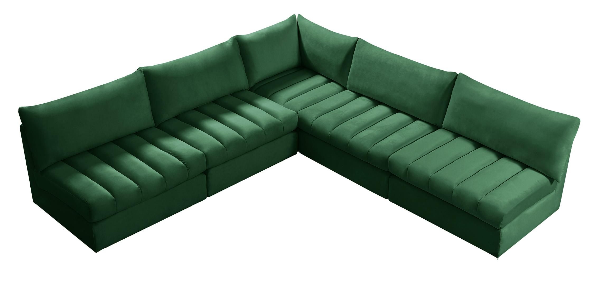 Green Velvet Tufted Modular Sectional Jacob 649green Sec5b Meridian Modern  – Buy Online On Ny Furniture Outlet Throughout Green Velvet Modular Sectionals (View 13 of 15)