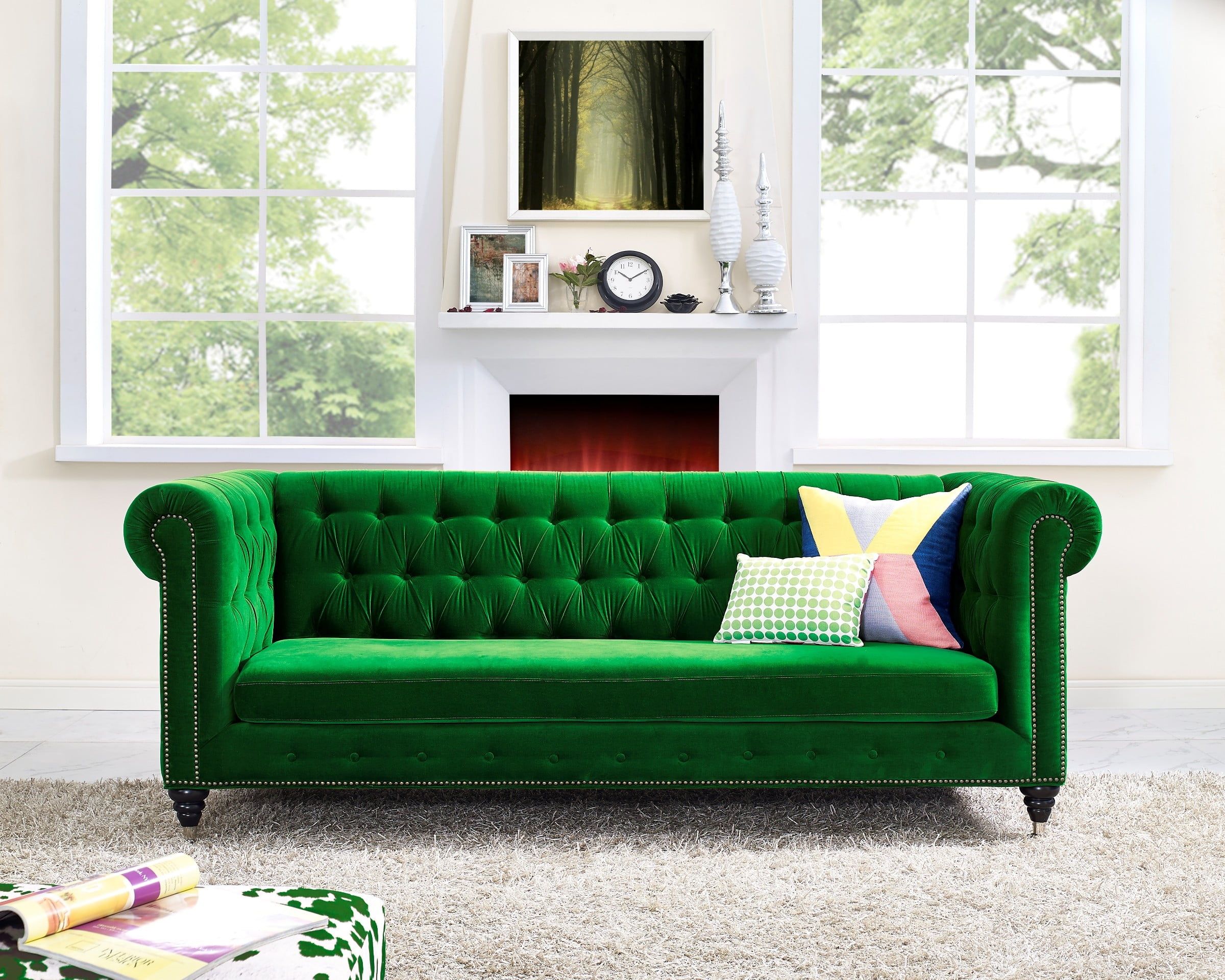 Hanny Green Velvet Sofa From Tov (s42) | Coleman Furniture Intended For 75" Green Velvet Sofas (View 8 of 15)