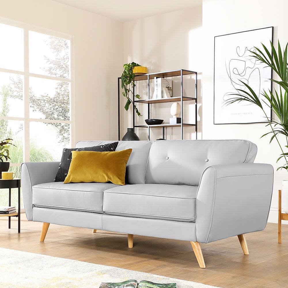 Harlow 3 Seater Sofa, Light Grey Classic Faux Leather Only £ (View 12 of 15)