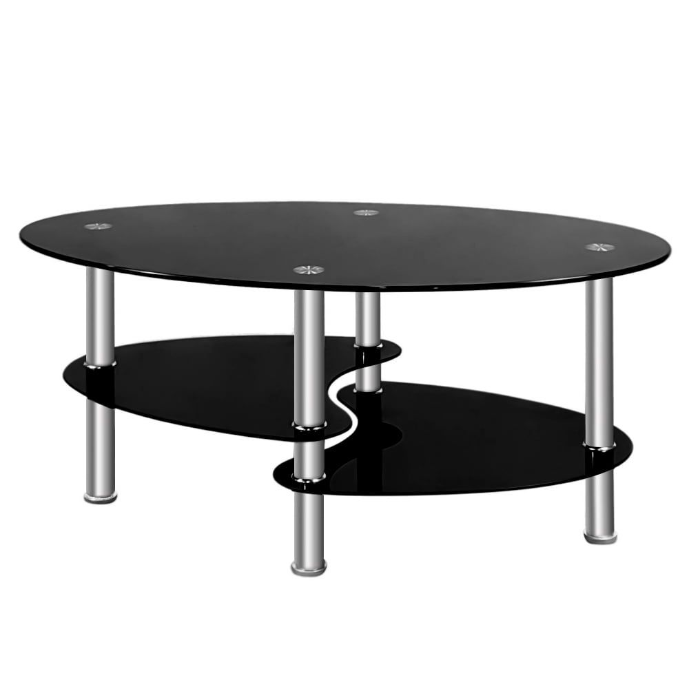 Hassch Coffee Table Modern Dual Fishtail Style Tempered Glass Cocktail Intended For Hassch Modern Square Cocktail Tables (Photo 15 of 15)