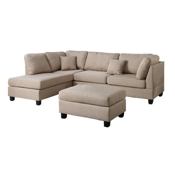Hemphill 104" Wide Reversible Sofa & Chaise With Ottoman | Sectional Within 104" Sectional Sofas (View 12 of 15)