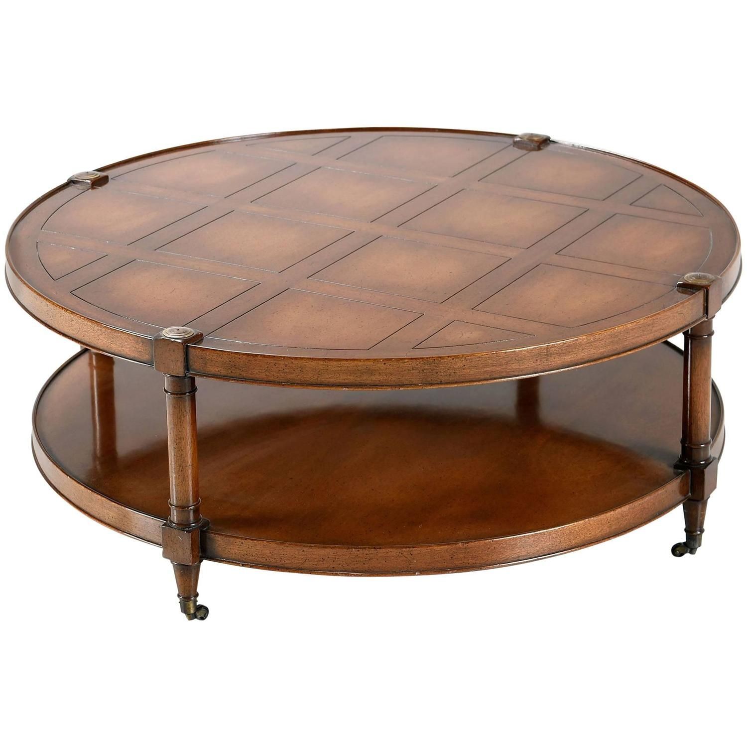 Heritage Mahogany Round Coffee Table On Casters | Coffee Table Vintage With American Heritage Round Coffee Tables (View 14 of 15)