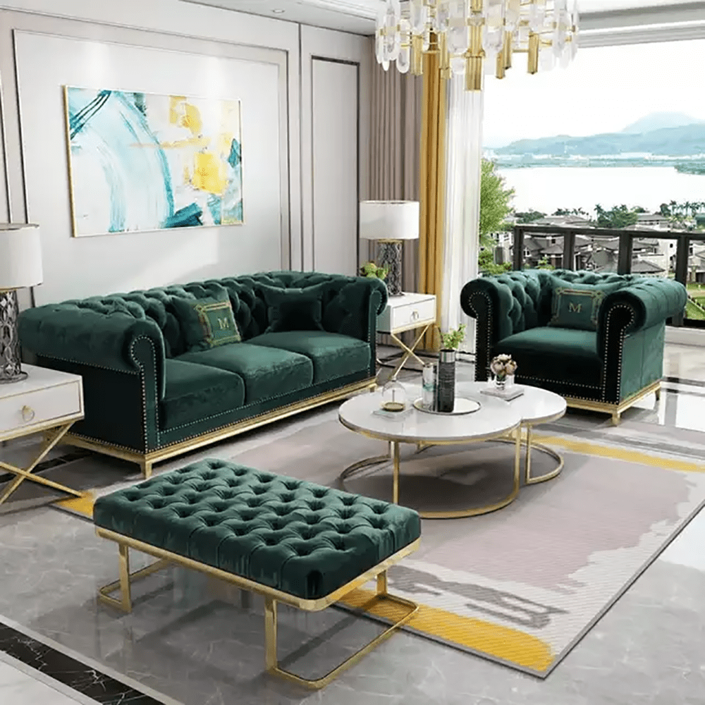 High Profile Sofa With Ottoman – Fatima Furniture Intended For Sofas With Ottomans (Photo 10 of 15)