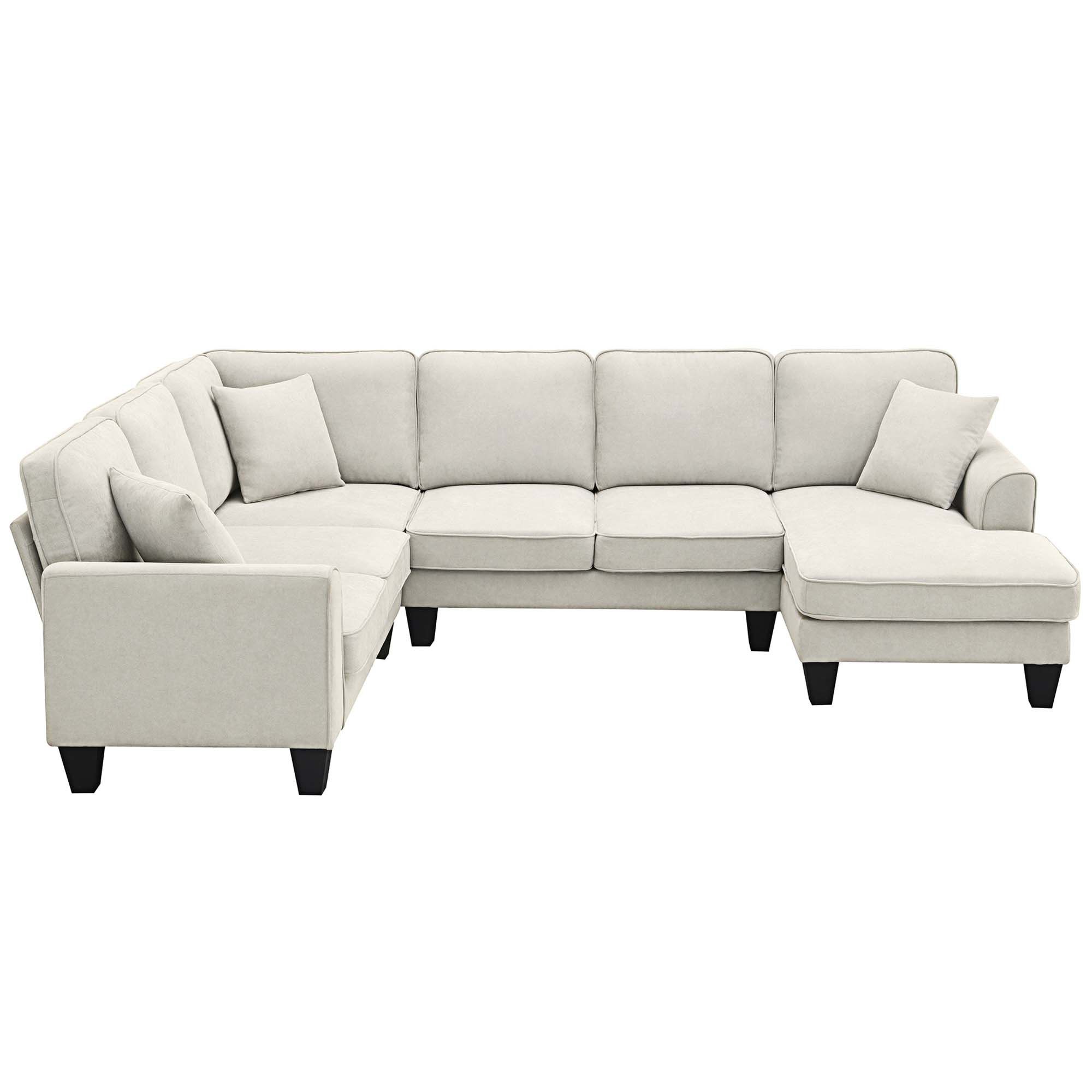 Hokku Designs Jerane Modern U Shape 7 Seat Fabric Sectional Sofa Set With 3  Pillows Included | Wayfair With Regard To Modern U Shaped Sectional Couch Sets (View 13 of 15)