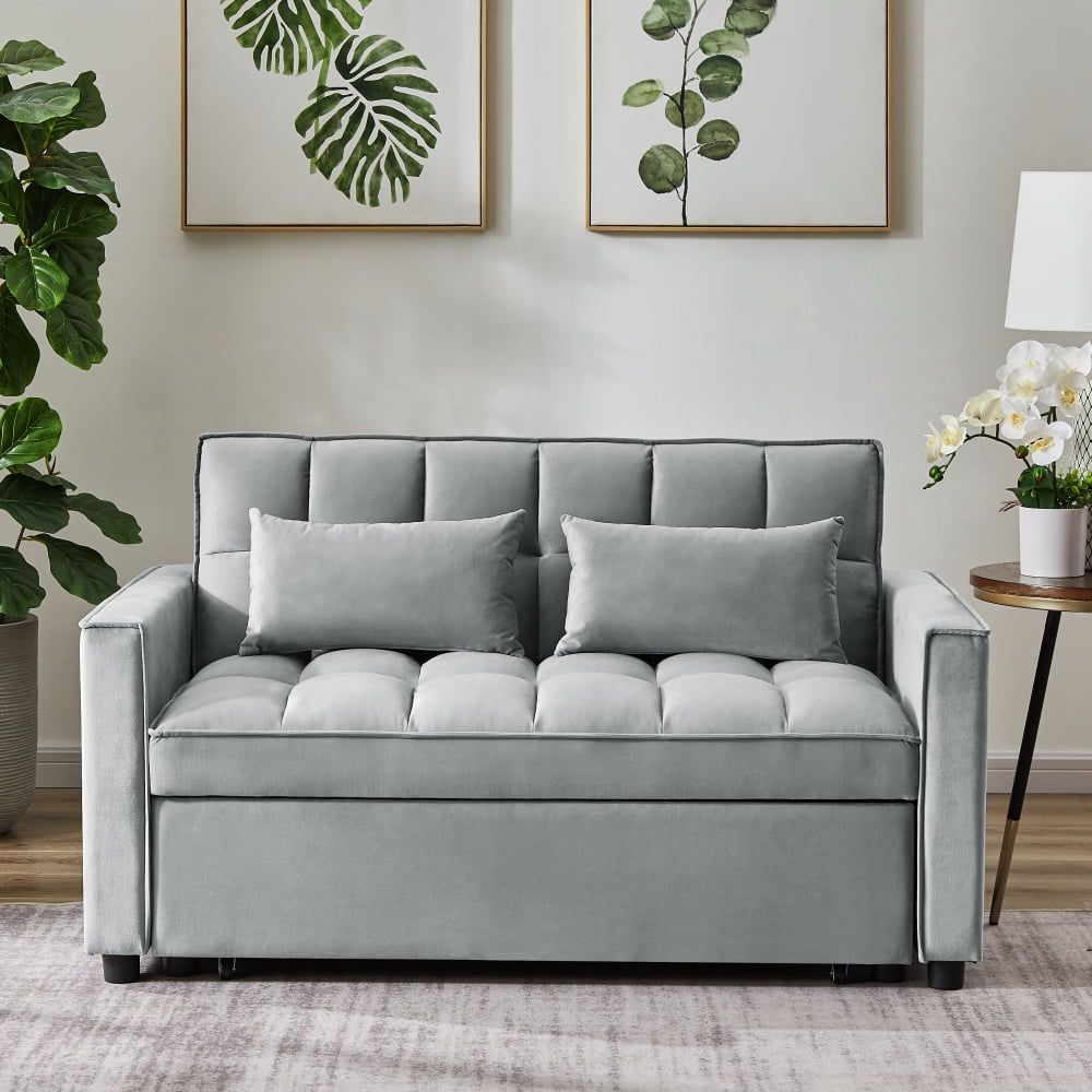 Holaki Modern Velvet Convertible Loveseat Sleeper Sofa Couch With Throughout 66" Convertible Velvet Sofa Beds (Photo 1 of 15)