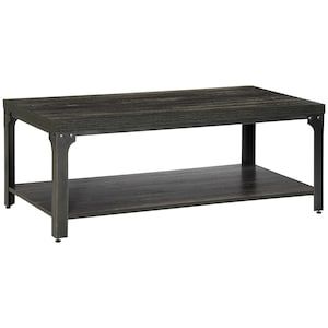 Homcom Rustic Coffee Table, 2 Tier Centre Table W/ Storage And Steel Pertaining To Wood Coffee Tables With 2 Tier Storage (View 10 of 15)