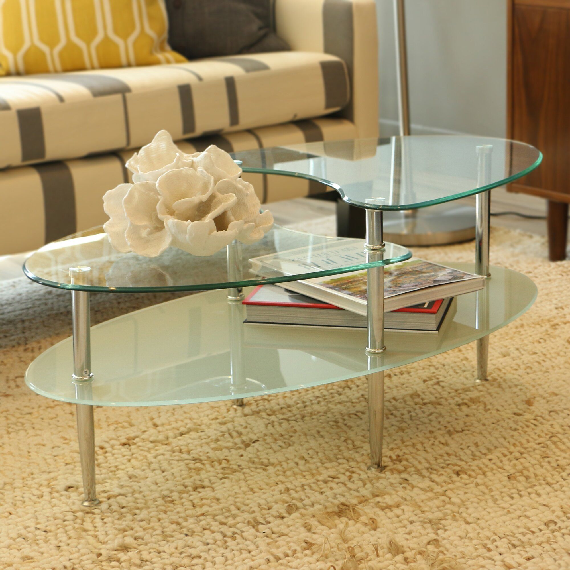 Home Loft Concepts Glass Oval Coffee Table & Reviews | Wayfair Pertaining To Oval Glass Coffee Tables (View 11 of 15)