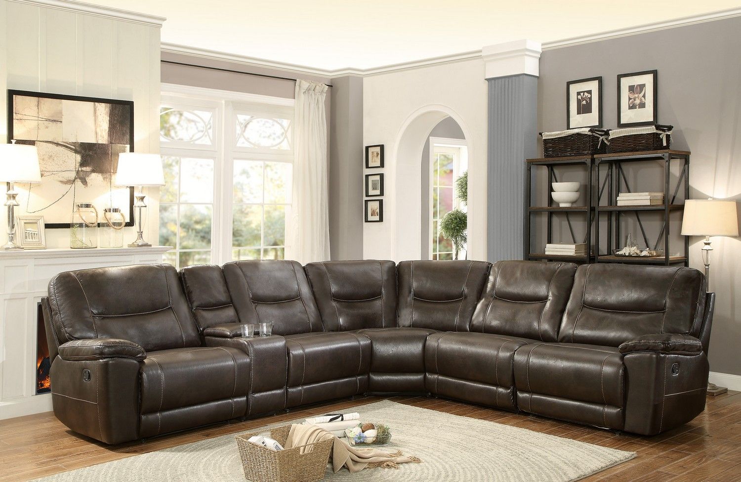 Homelegance Columbus Reclining Sectional Sofa Set D – Breathable Faux  Leather – Dark Brown 8490 Sectional Set D | Homelegance  Elegancefurnituredirect With Faux Leather Sectional Sofa Sets (View 13 of 15)