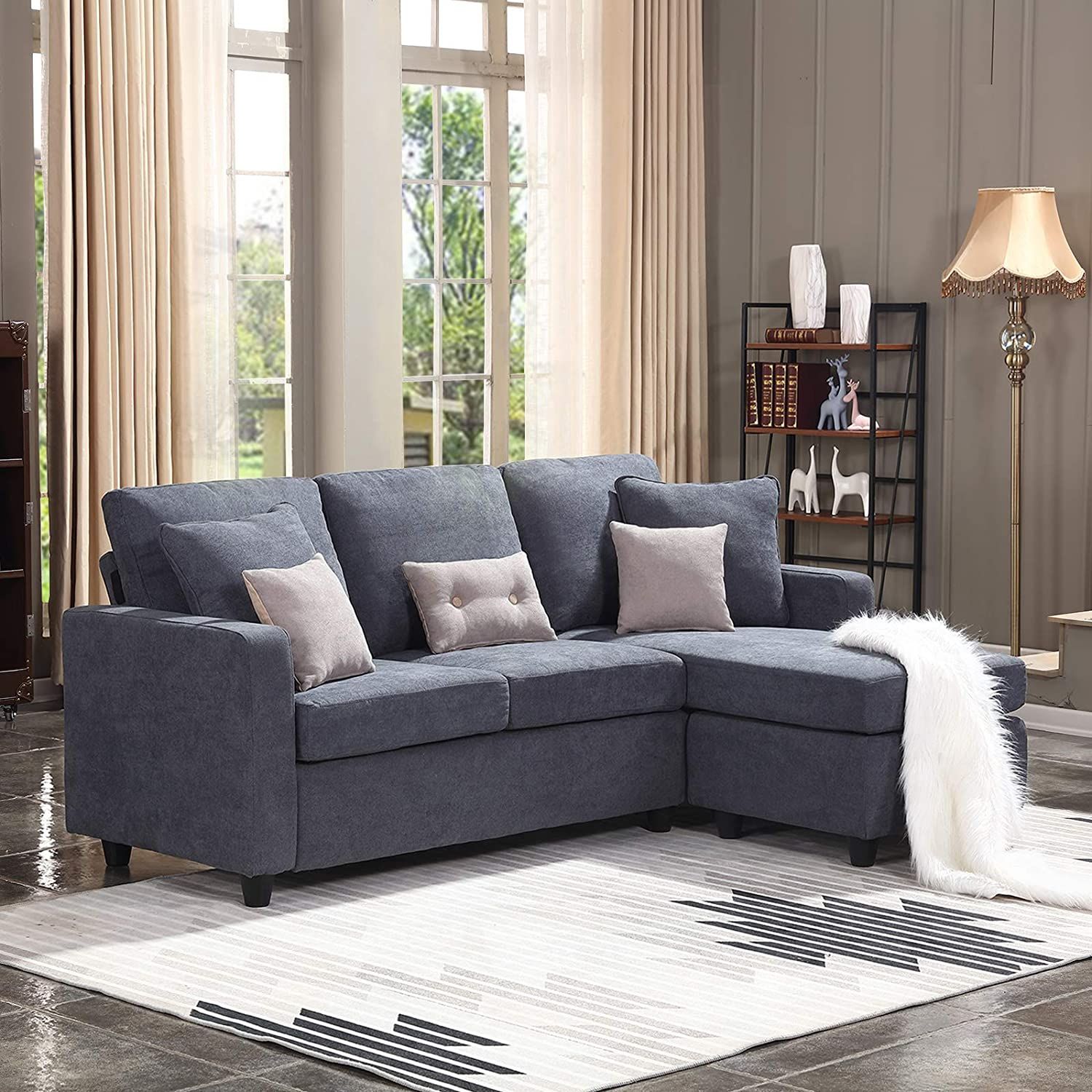 Honbay Convertible L Shaped Sectional Sofa Couch | Sbw Intended For Convertible L Shaped Sectional Sofas (Photo 16 of 24)