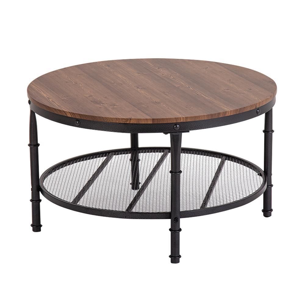 Hot Modern Round Coffee Table Metal Frame Living Room Furniture Grain Within Round Coffee Tables With Steel Frames (View 14 of 15)