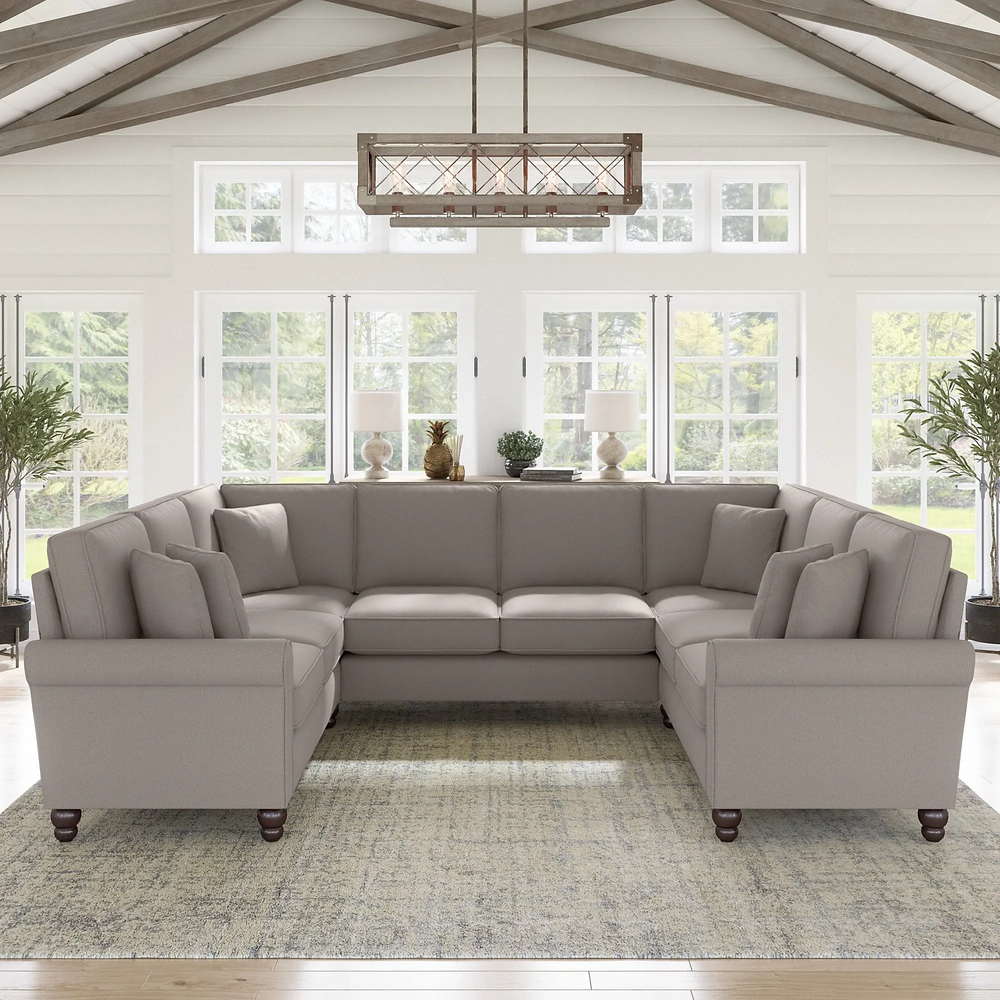 Hudson Beige U Shaped Sectional – Bush Furniture | Rc Willey In U Shaped Couches In Beige (View 7 of 15)