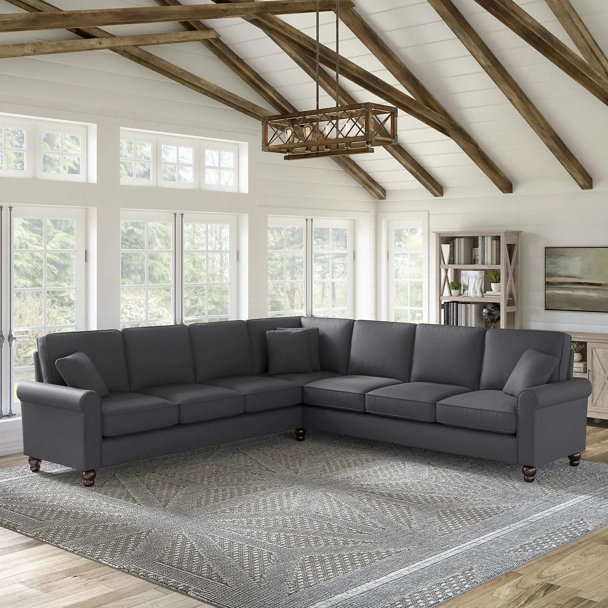Hudson Charcoal Gray L Shaped Sectional – Bush Furniture | Rc Willey Intended For Dark Gray Sectional Sofas (Photo 6 of 15)