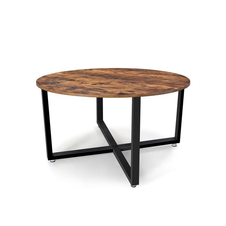 Industrial Round Coffee Table With Metal Frame | Home Furniture Regarding Round Coffee Tables With Steel Frames (View 3 of 15)