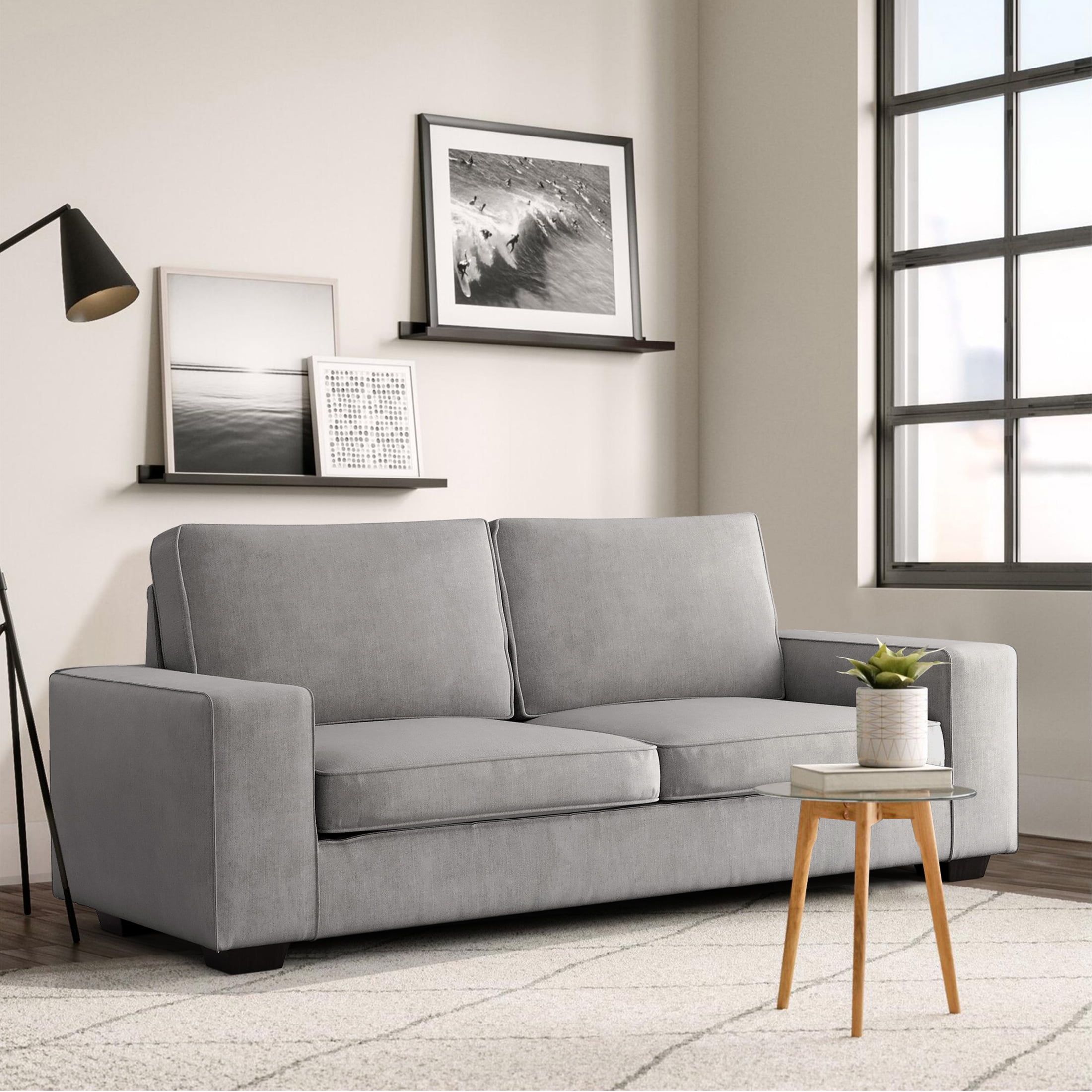 Ingalik 88.58" Modern Loveseat Sofa For Living Room, Chenille Sofa And Couch  With Square Armrests, Removable Sofa Cushions And Detachable Sofa Cover,  Easy To Install, 3 Seater, Light Grey – Walmart For Modern Light Grey Loveseat Sofas (Photo 2 of 15)