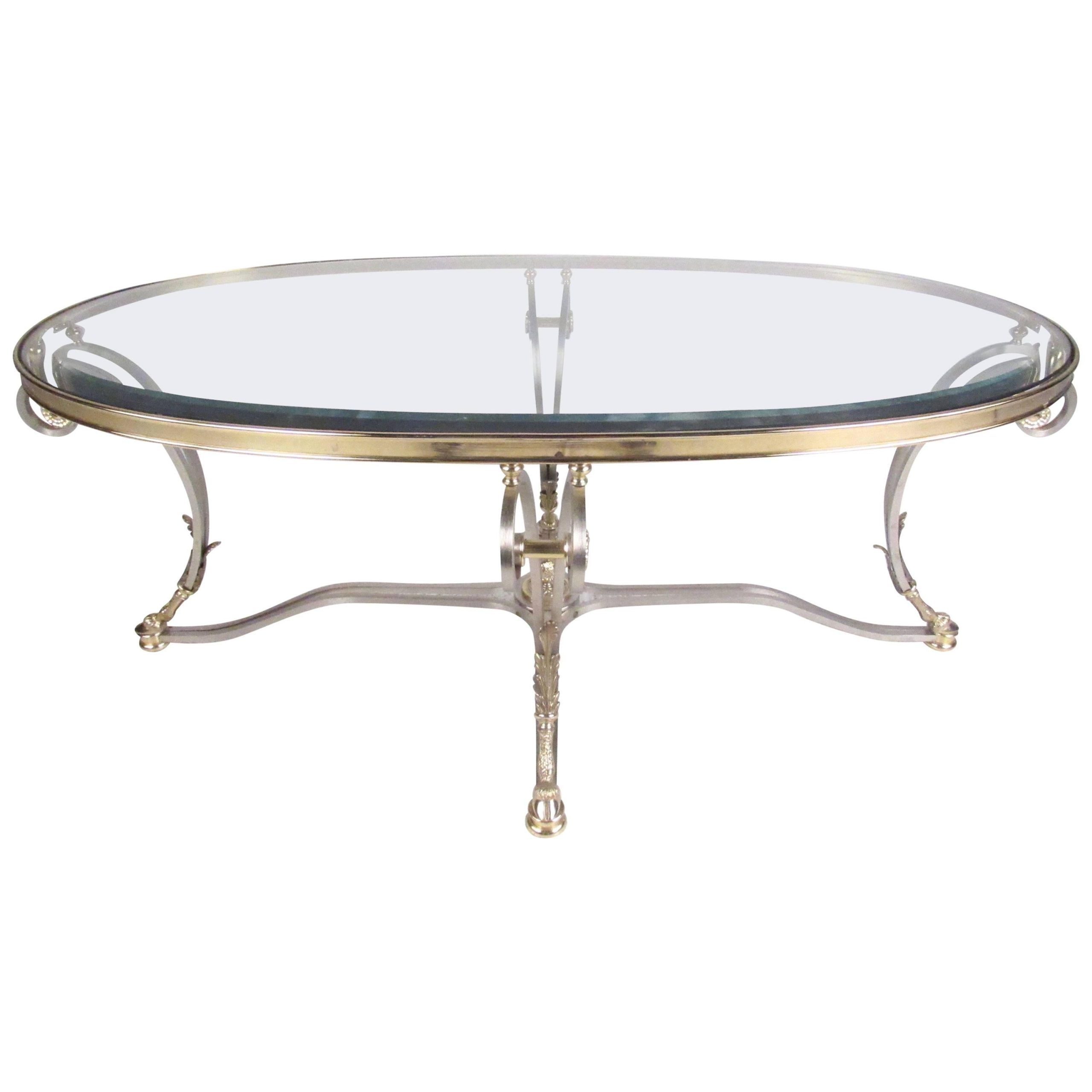 Italian Modern Brass And Steel Regency Style Coffee Table For Sale At Intended For Regency Cain Steel Coffee Tables (Photo 13 of 15)
