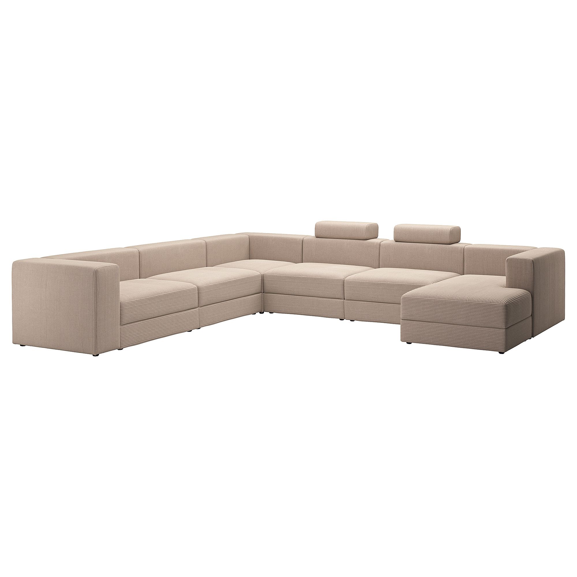 Jättebo U Shaped Sofa, 7 Seat With Chaise Longue, Right With  Headrests/samsala Grey Beige | Ikea Lietuva Within U Shaped Couches In Beige (Photo 1 of 15)