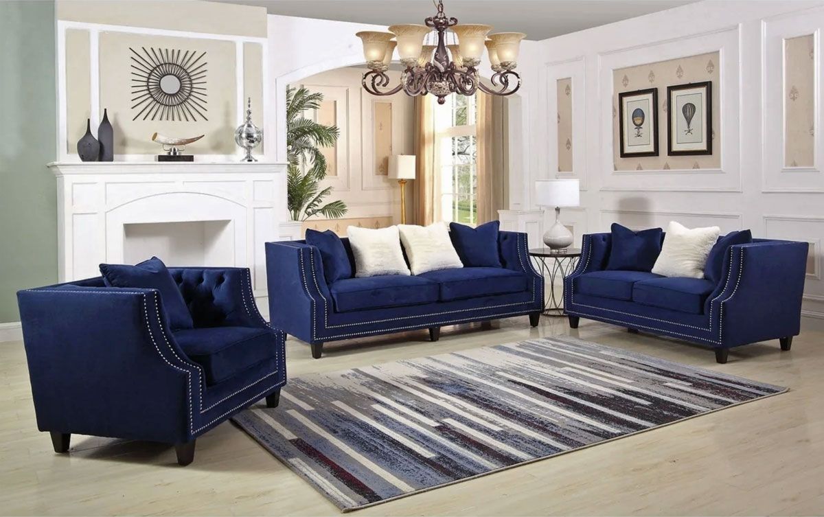 Jonas Navy Blue Velvet Sofa Within Sofas In Blue (Photo 6 of 15)