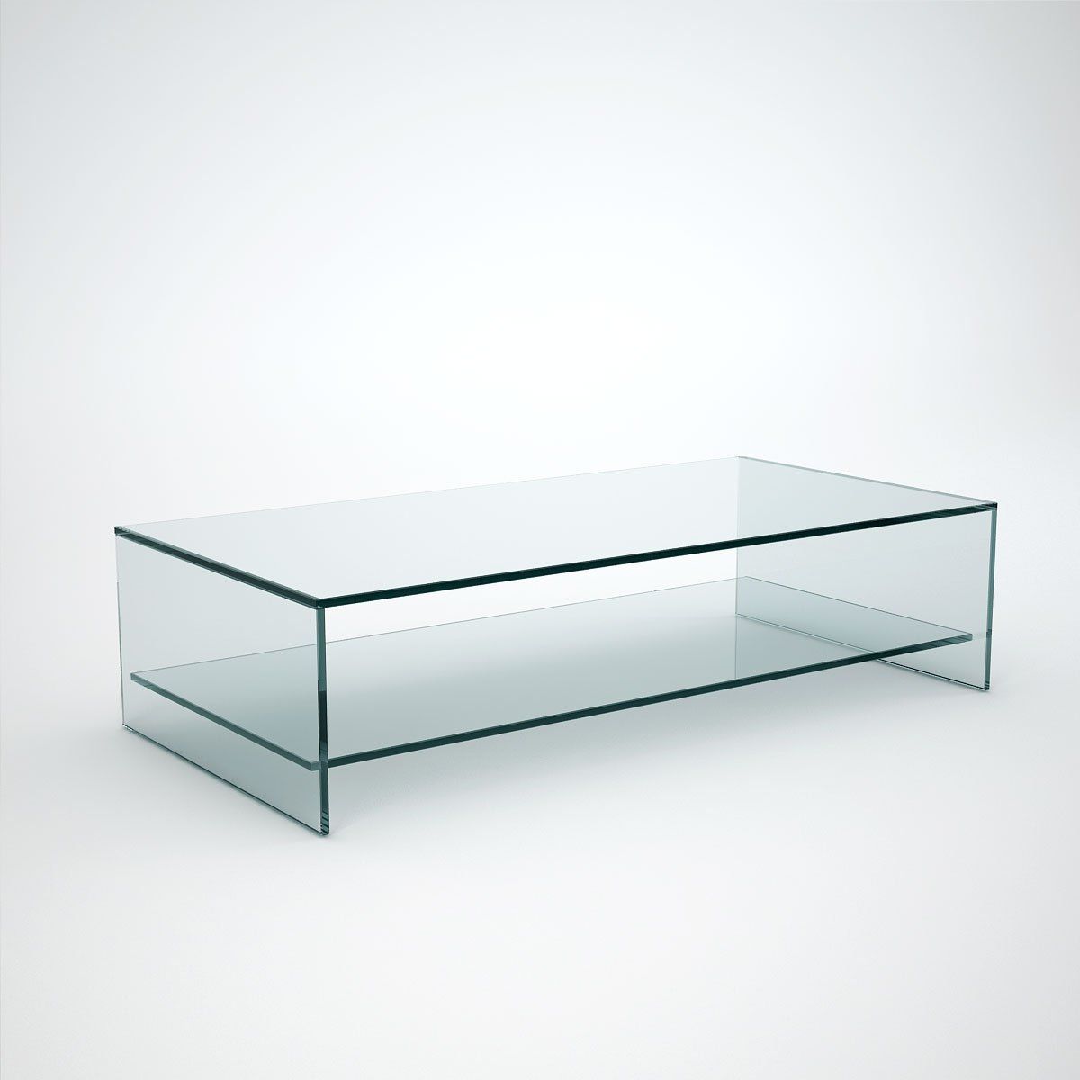 Judd – Rectangle Glass Coffee Table With Shelf – Klarity – Glass Furniture Within Glass Coffee Tables With Lower Shelves (View 15 of 15)