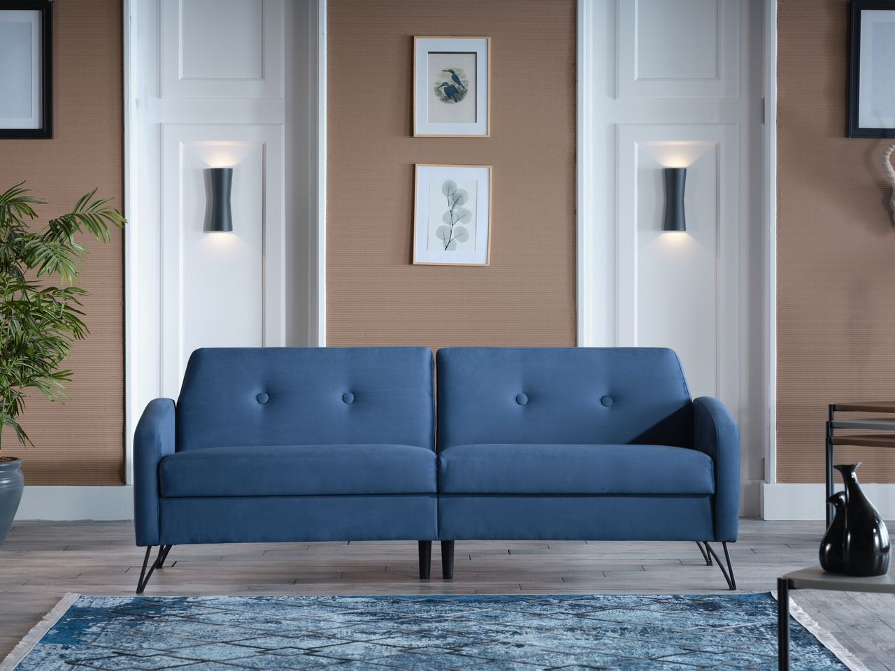 Juniper Vika Navy Blue 3 Seat Sleeper Sofabellona | 1stopbedrooms In Navy Sleeper Sofa Couches (View 9 of 15)