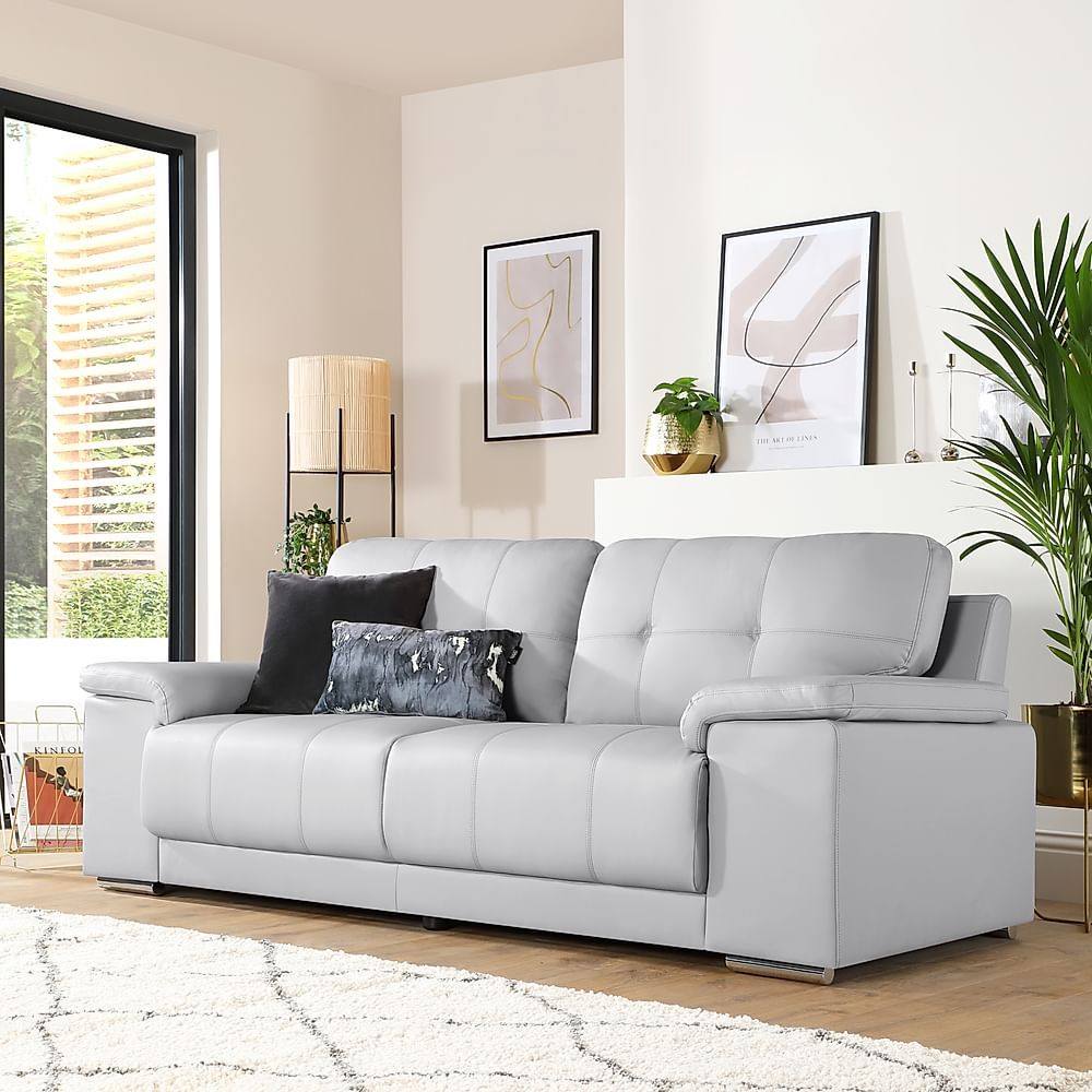 Kansas 3 Seater Sofa, Light Grey Premium Faux Leather Only £599.99 |  Furniture And Choice Within Sofas In Light Gray (Photo 2 of 15)