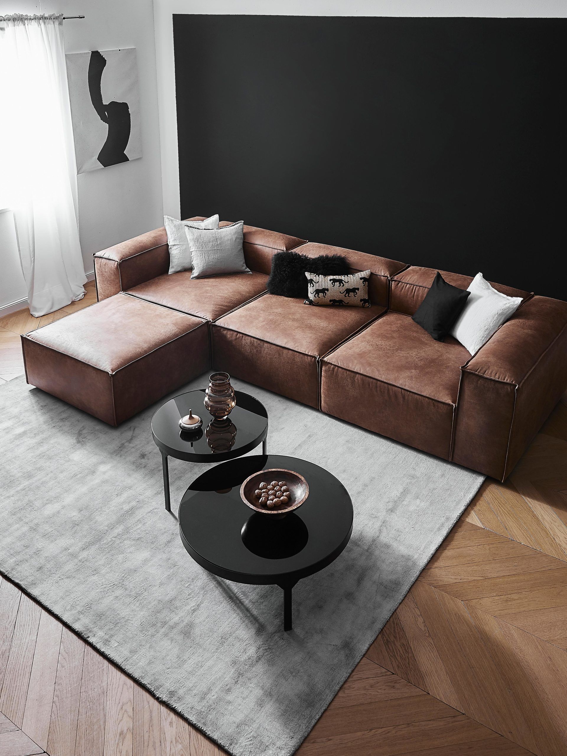 Katherine 3 Seater Modular Sofa And Movable Ottoman – Lifestyle Home With Sofas With Ottomans In Brown (Photo 4 of 15)