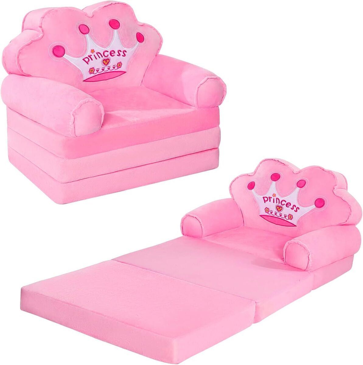 Kids Couch Fold Out, Foldable Princess Chair For Toddlers 1 3, Sofa Bed For  Kids | Ebay Throughout Children's Sofa Beds (View 9 of 15)