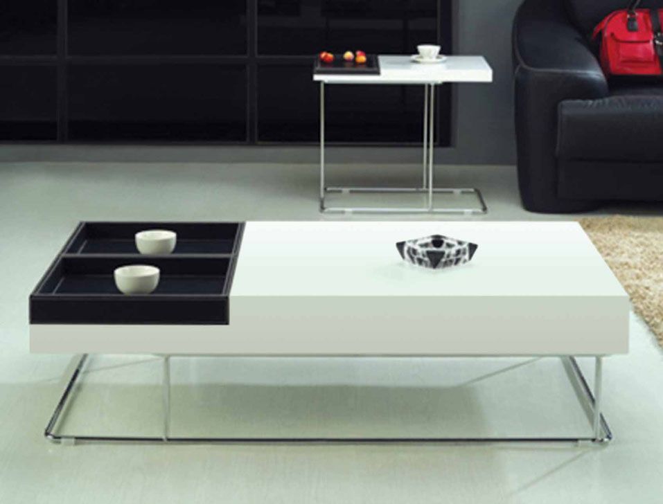 Lacquer Coffee Table With Leather Removable Tray Cr9500 | Coffee Tables In Detachable Tray Coffee Tables (Photo 9 of 15)