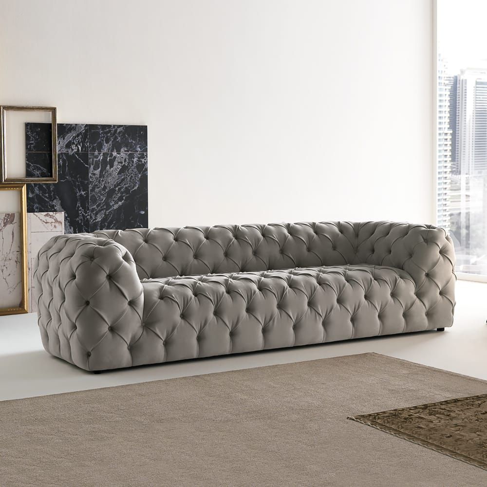 Large Modern Grey Faux Leather Sofa – Juliettes Interiors Inside Faux Leather Sofas (Photo 11 of 15)