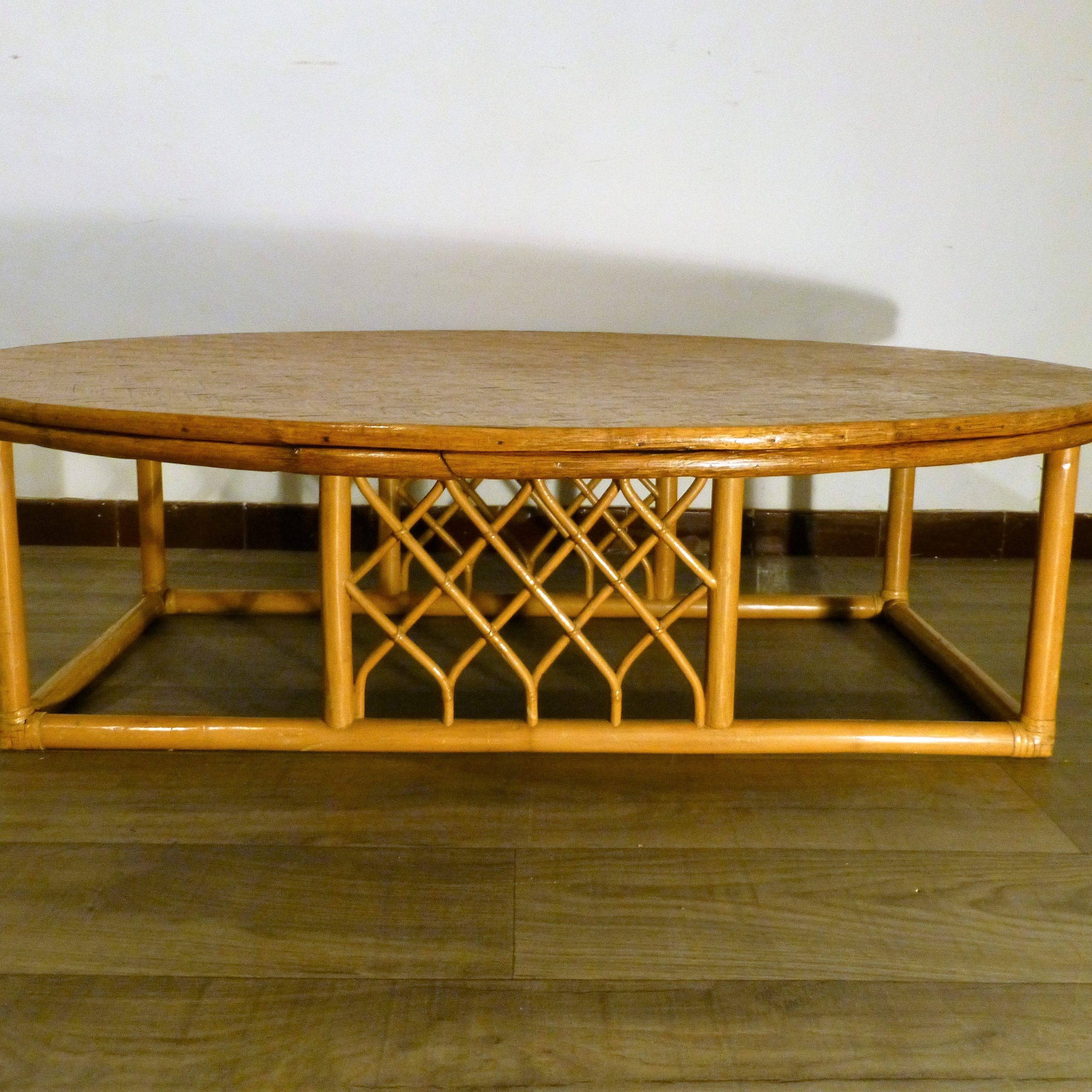 Large Vintage Rattan Coffee Table – 1960s – Design Market With Regard To Rattan Coffee Tables (View 11 of 15)