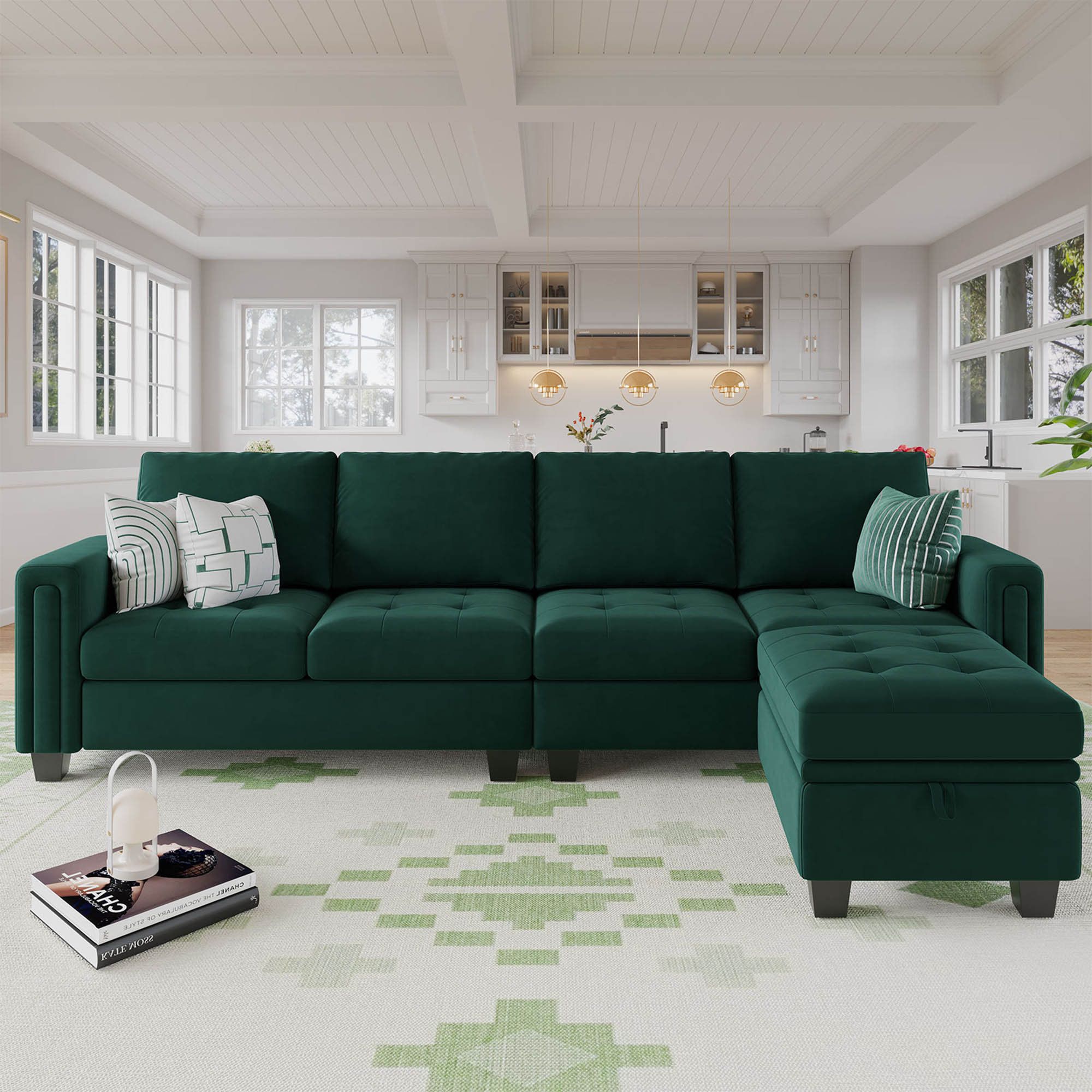 Latitude Run® Adaam 106.7" Velvet Square Arm Modular Sofa & Reviews |  Wayfair Inside Green Velvet Modular Sectionals (Photo 15 of 15)
