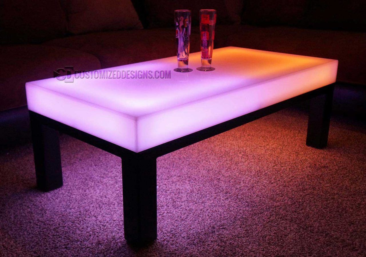 Led Lighted Lounge Coffee Table – Aurora Series – Customized Designs Pertaining To Coffee Tables With Drawers And Led Lights (Photo 8 of 15)