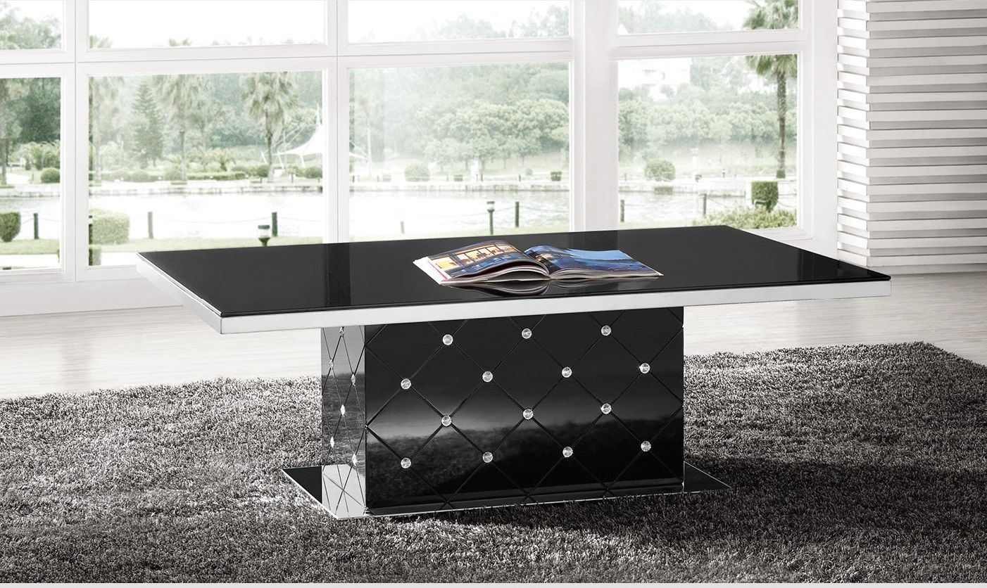 Levono High Gloss Coffee Table In Black With Rhinestone | Furniture In Intended For High Gloss Black Coffee Tables (View 11 of 15)