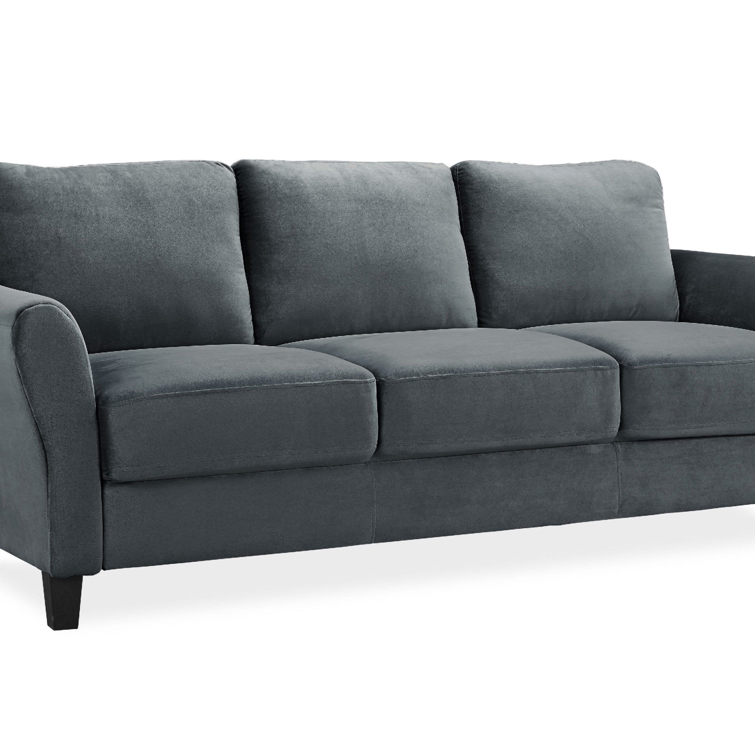 Lifestyle Solutions Alexa Sofa With Curved Arms, Gray Fabric – Walmart Intended For Sofas With Curved Arms (Photo 1 of 15)