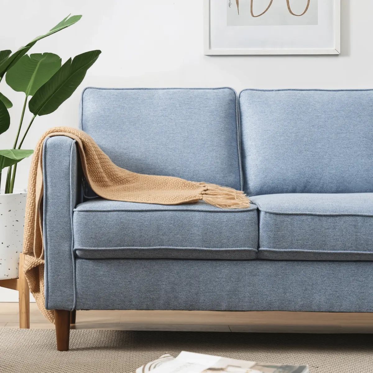 Featured Photo of 2024 Popular Modern Blue Linen Sofas