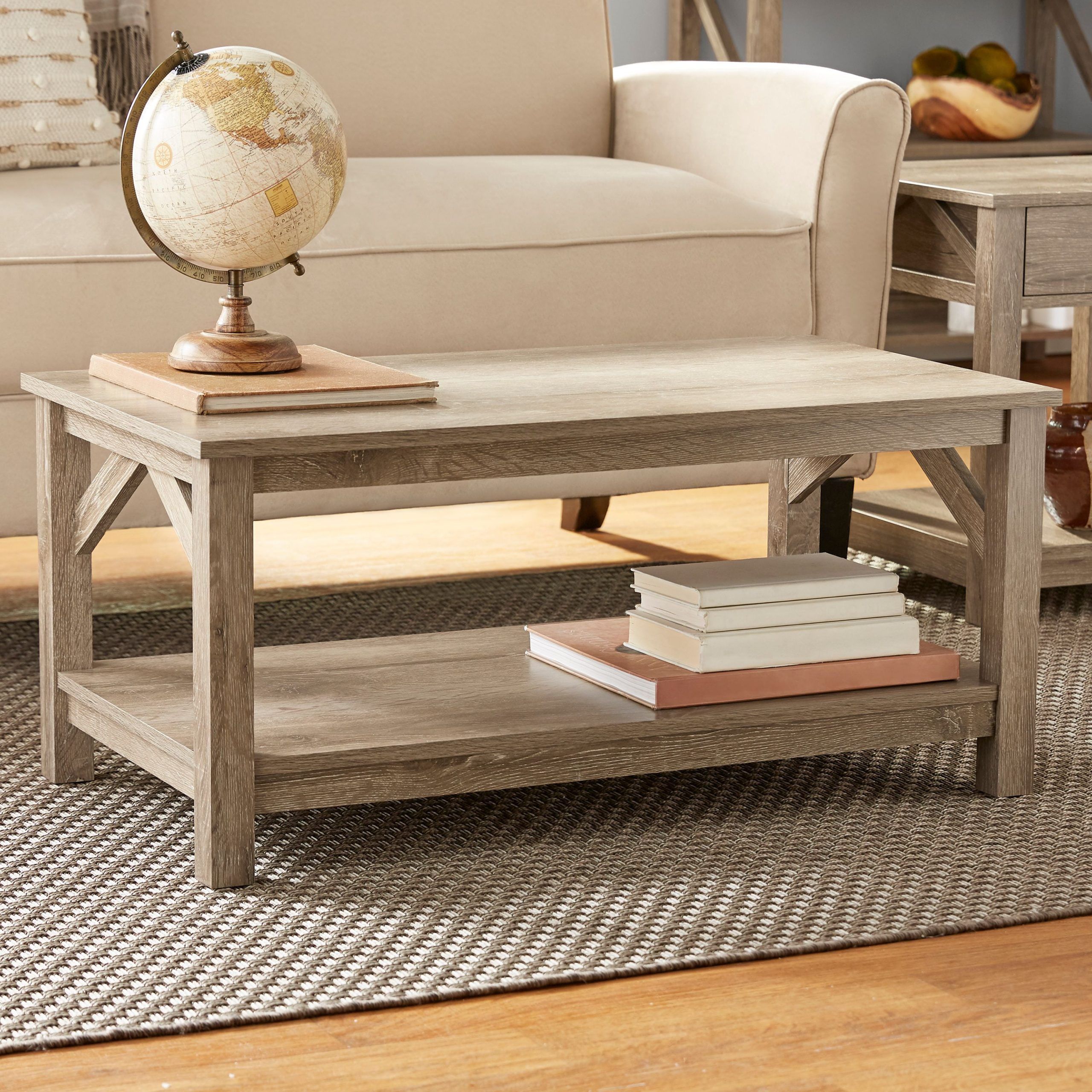 Mainstays Aston Mills Rustic Farmhouse Coffee Table, Rustic Brown Pertaining To Rustic Coffee Tables (View 2 of 15)