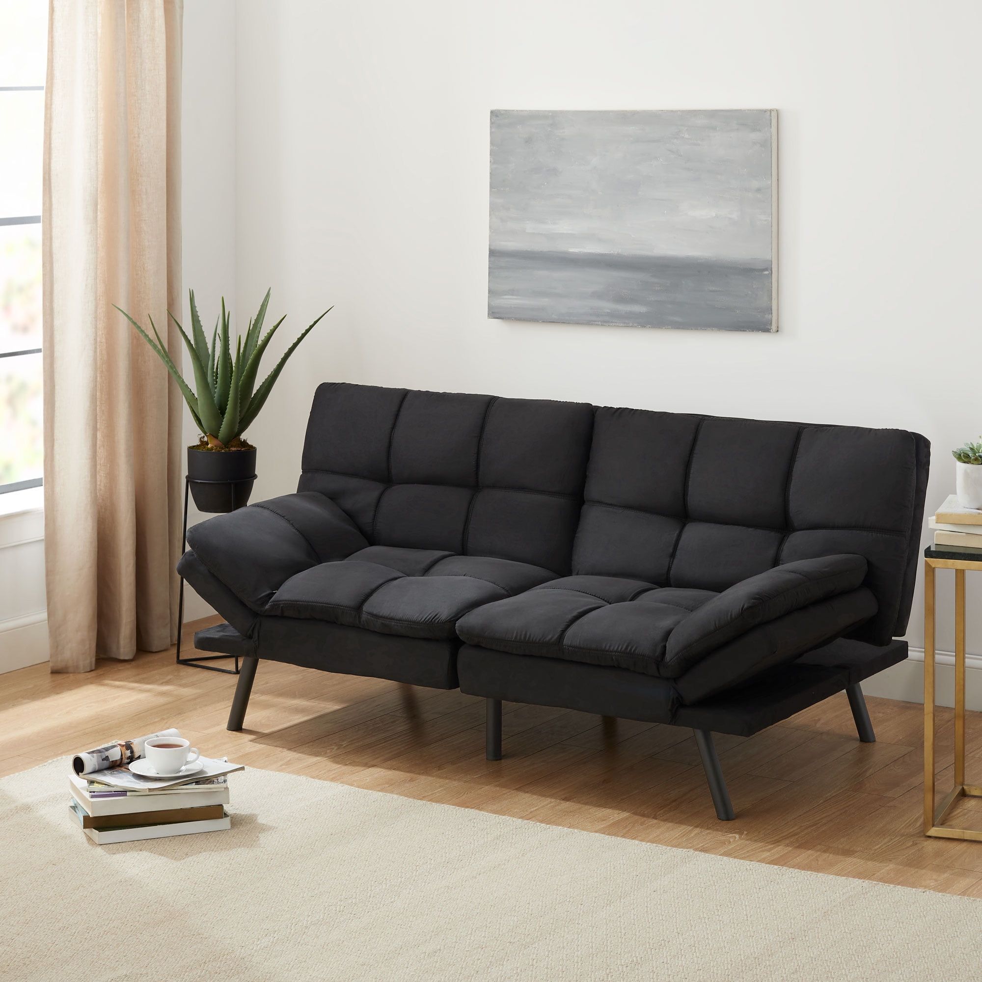Featured Photo of 15 Inspirations Black Faux Suede Memory Foam Sofas