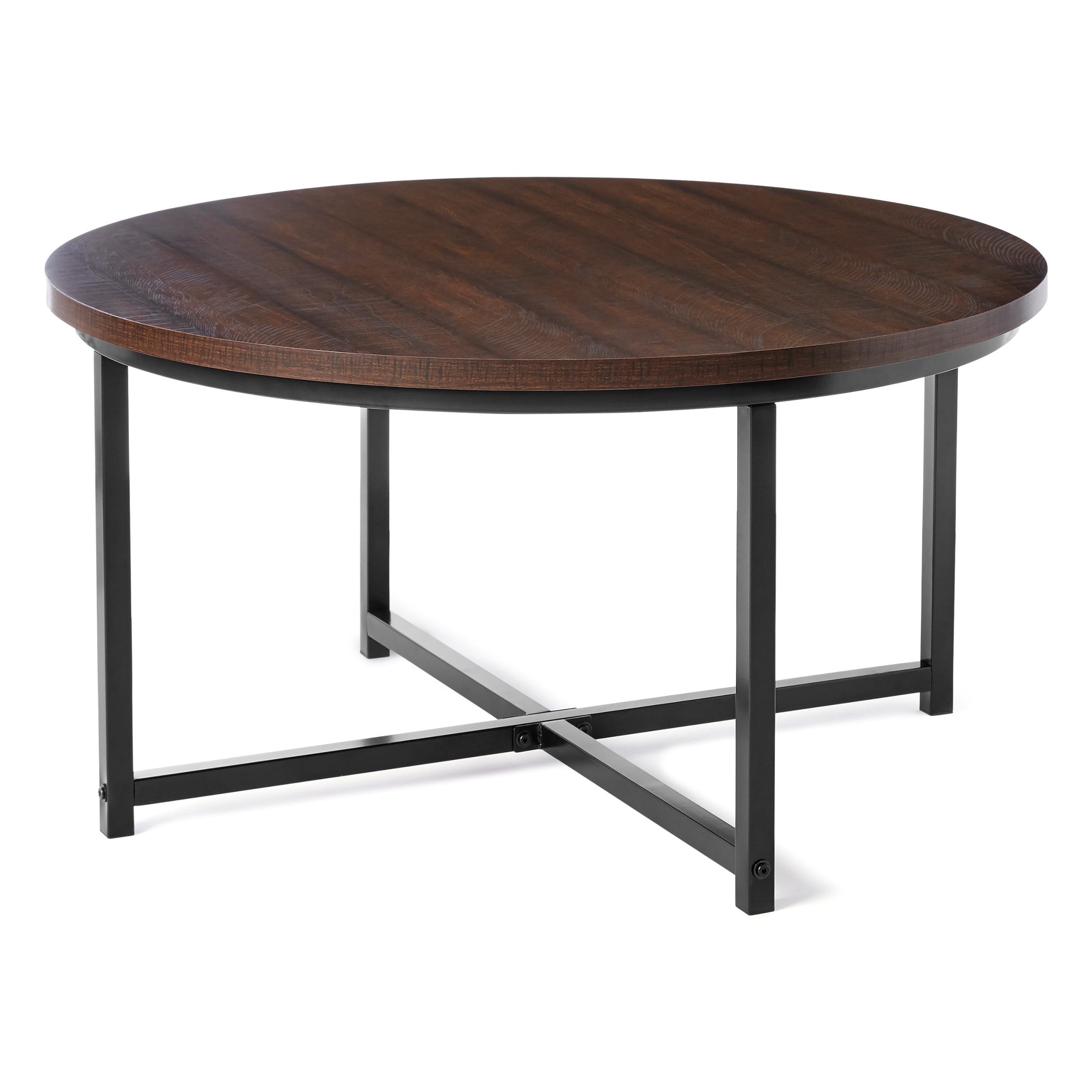 Mainstays Round Coffee Table With Metal Legs, 36" D X 19" H – Walmart Regarding Round Coffee Tables With Steel Frames (View 11 of 15)