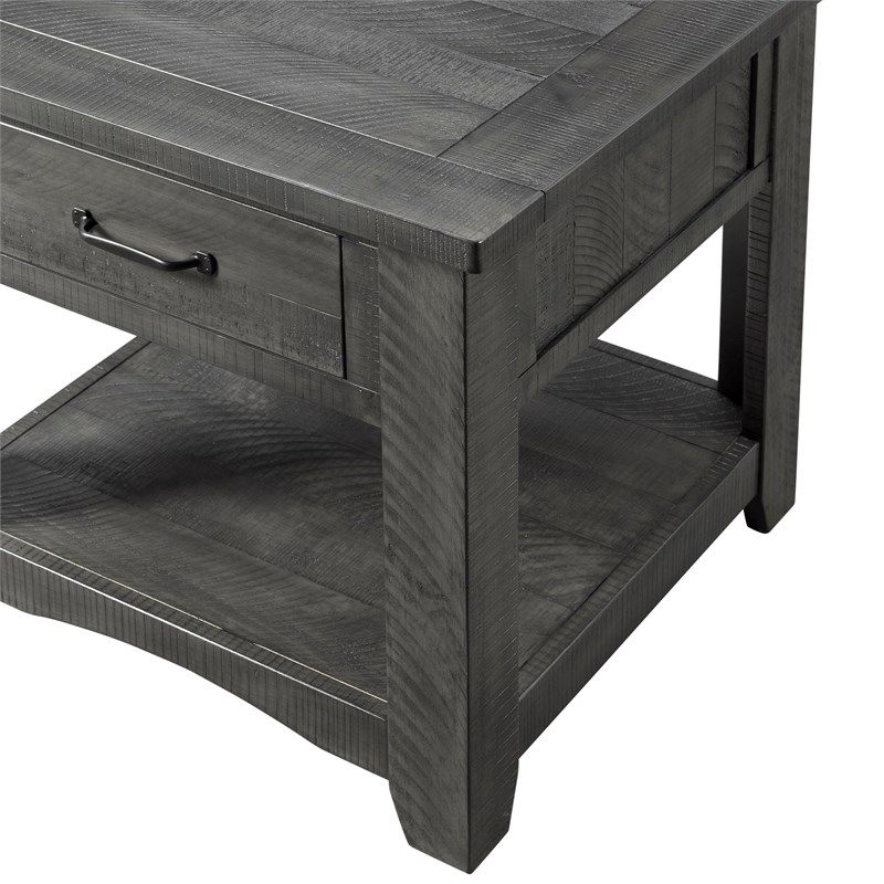 Martin Svensson Home Rustic Solid Wood 1 Drawer End Table Gray | Homesquare Throughout Rustic Gray End Tables (View 6 of 15)
