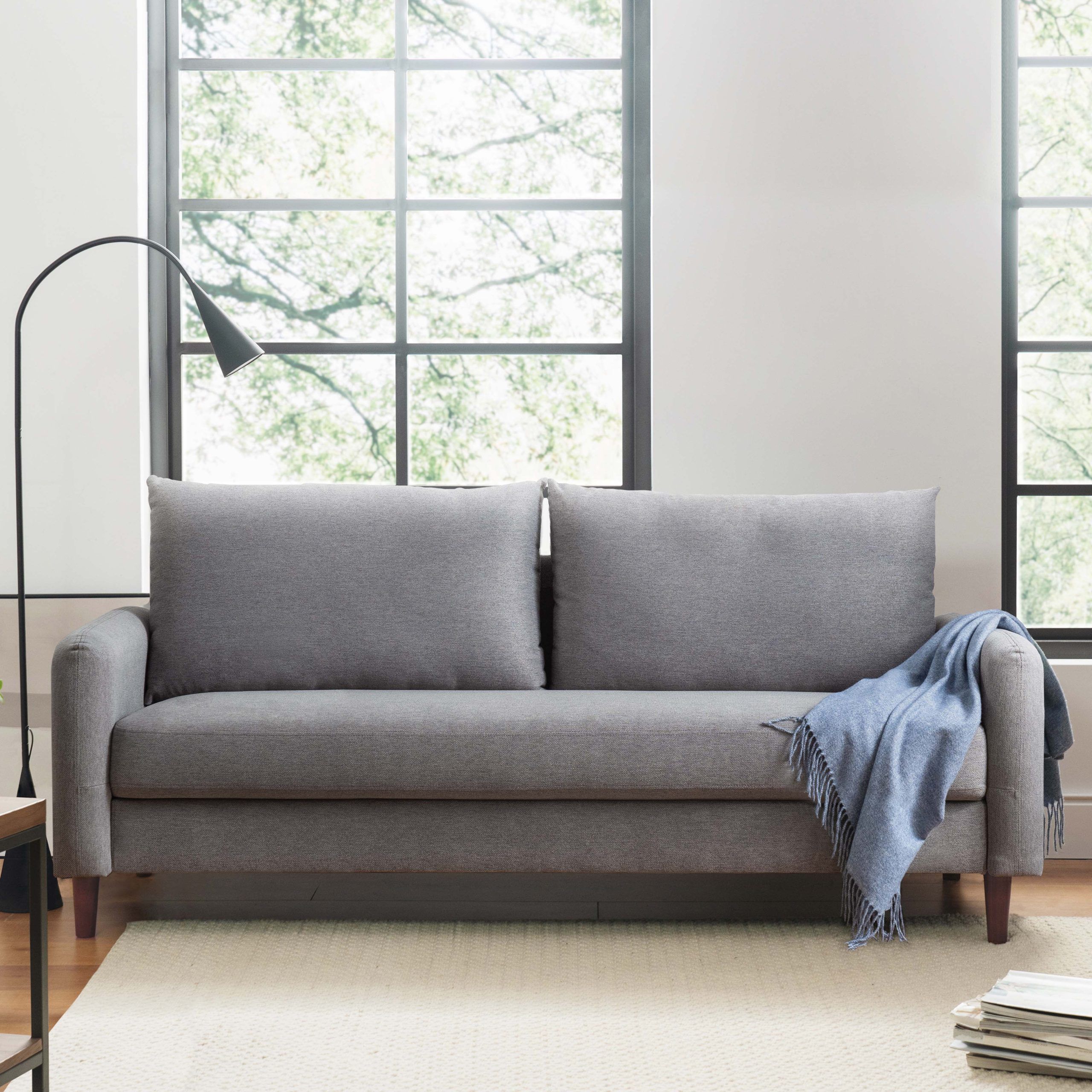 Mellow Mae Mid Century Modern Sofa With Curved Arms, Light Grey –  Walmart Throughout Sofas With Curved Arms (View 8 of 15)