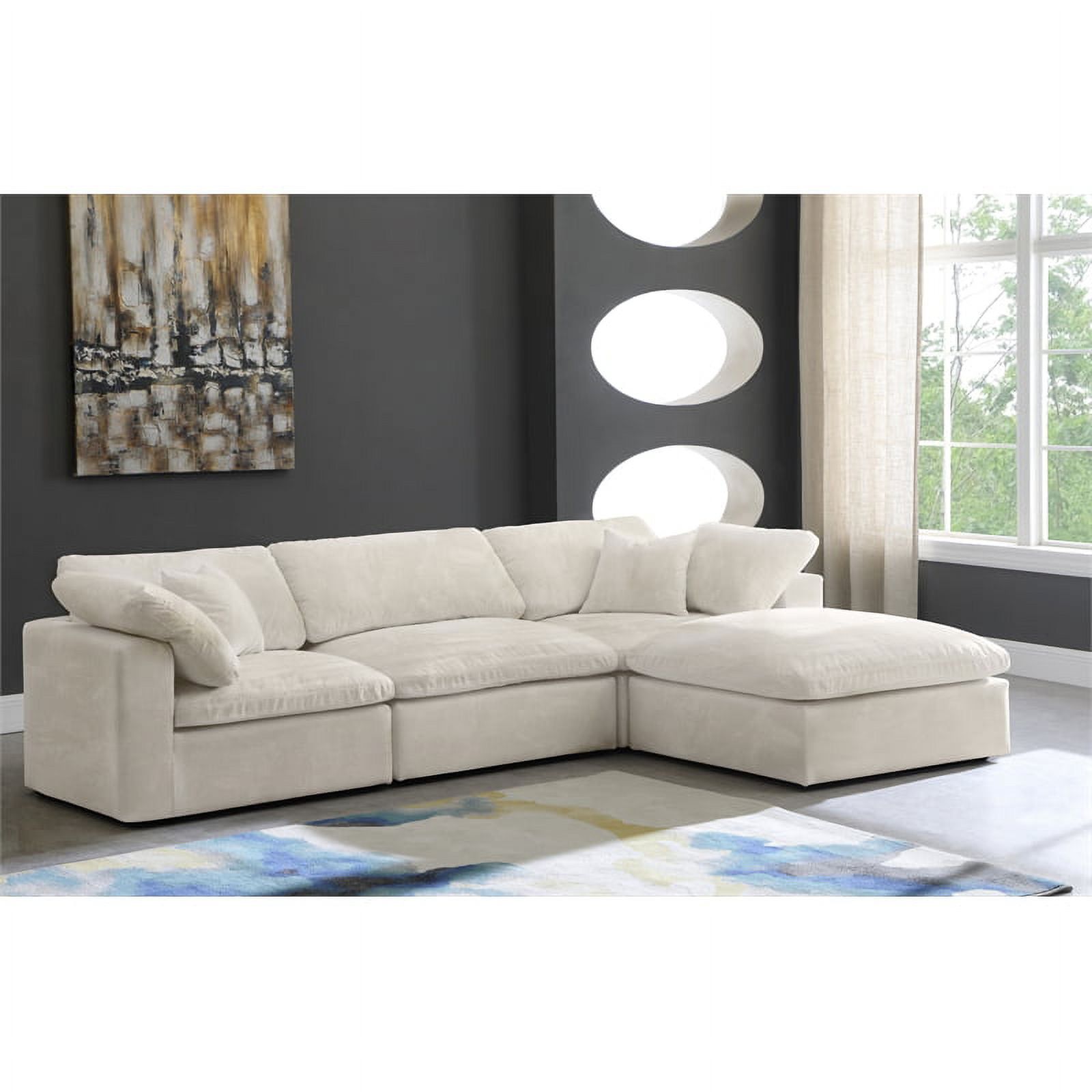 Meridian Furniture Cozy Cream Velvet Modular Sectional – Walmart Regarding Cream Velvet Modular Sectionals (View 2 of 15)