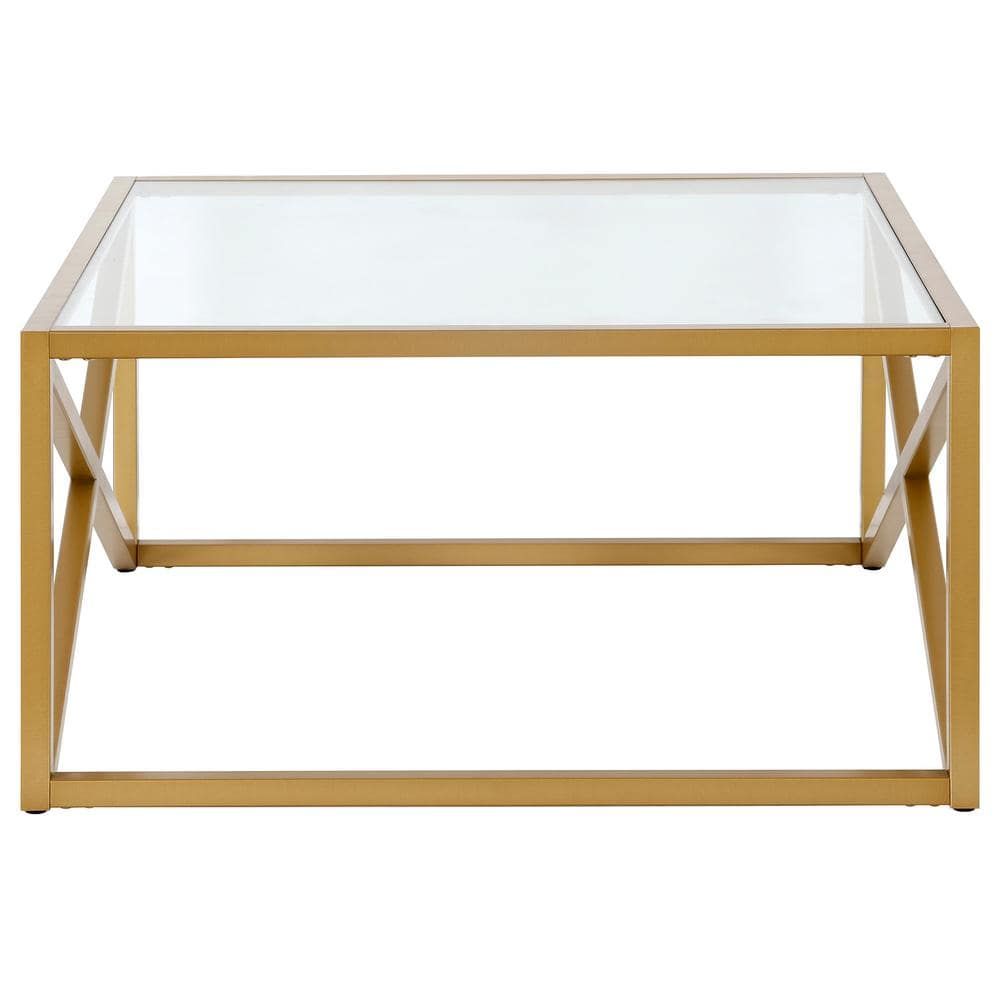 Meyer&cross Calix 32 In. Brass Finish Square Glass Coffee Table Ct0861 Inside Addison&lane Calix Square Tables (Photo 6 of 15)