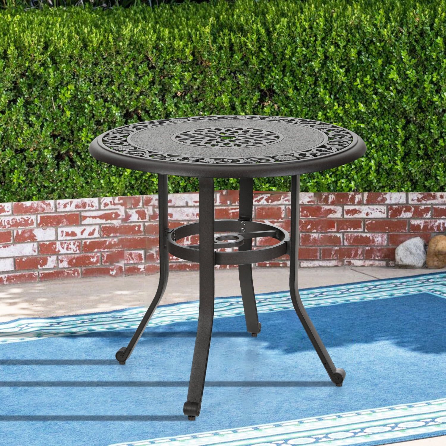 Mf Studio 32" Cast Aluminum Patio Outdoor Bistro Table, Round Dining Intended For Round Steel Patio Coffee Tables (View 11 of 15)