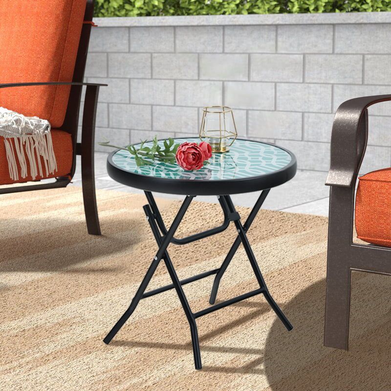 Mf Studio Outdoor Side Table Round Folding End Coffee Table Dia17.7 Pertaining To Outdoor Half Round Coffee Tables (Photo 13 of 15)