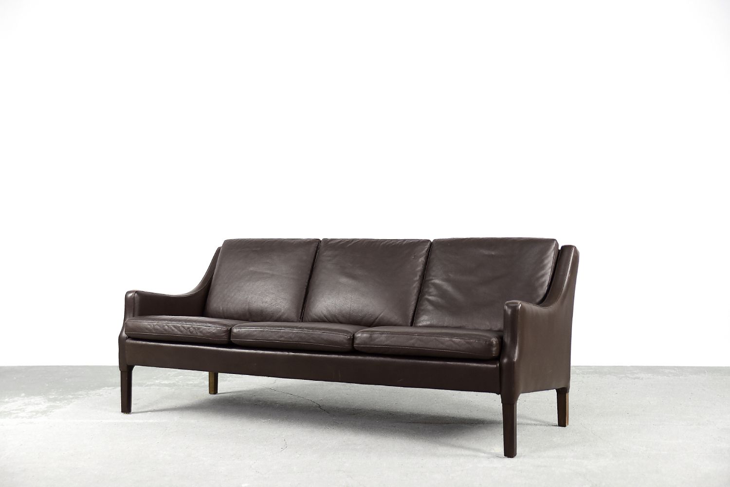 Mid Century Modern Vintage Danish 3 Seater Chocolate Leather Sofa, 1960s –  Hunt Vintage Intended For Mid Century 3 Seat Couches (View 4 of 15)