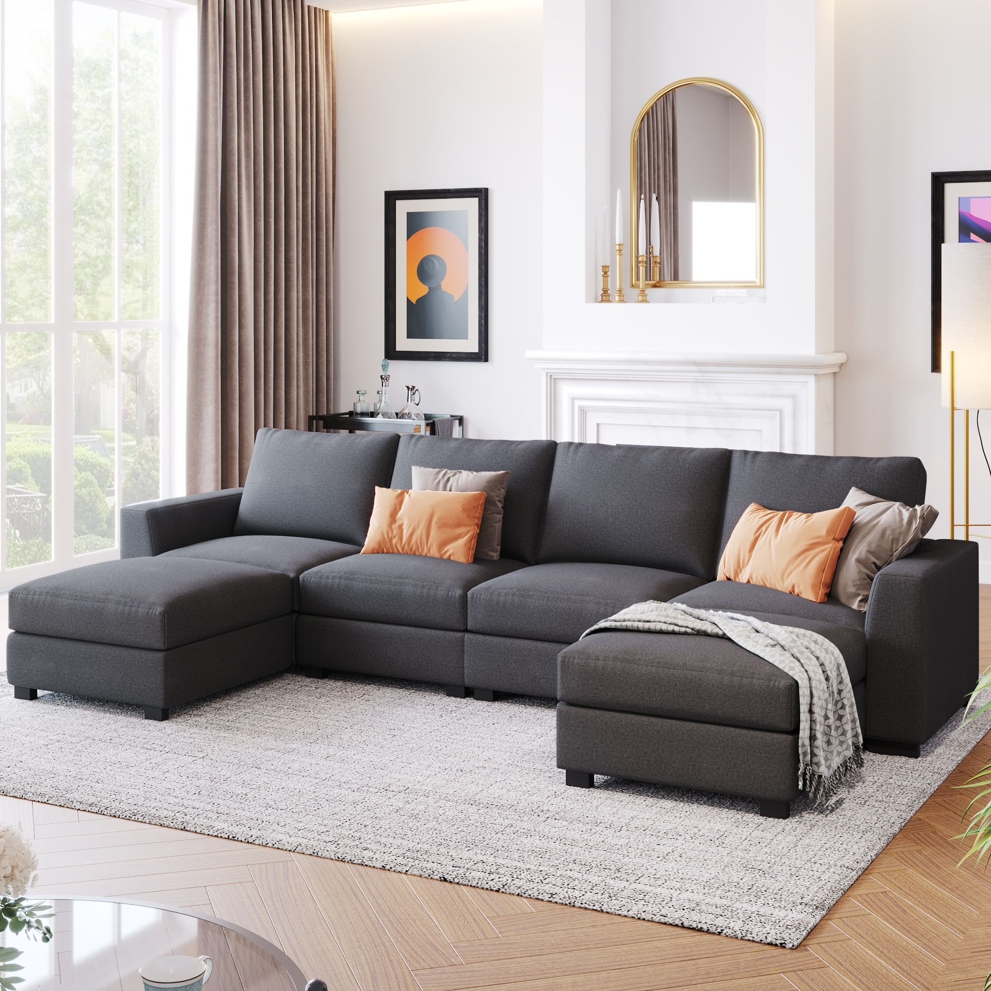 Modern 3 Piece U Shaped Sectional Sofa Sets – Bed Bath & Beyond – 38238918 Inside Modern U Shaped Sectional Couch Sets (Photo 4 of 15)