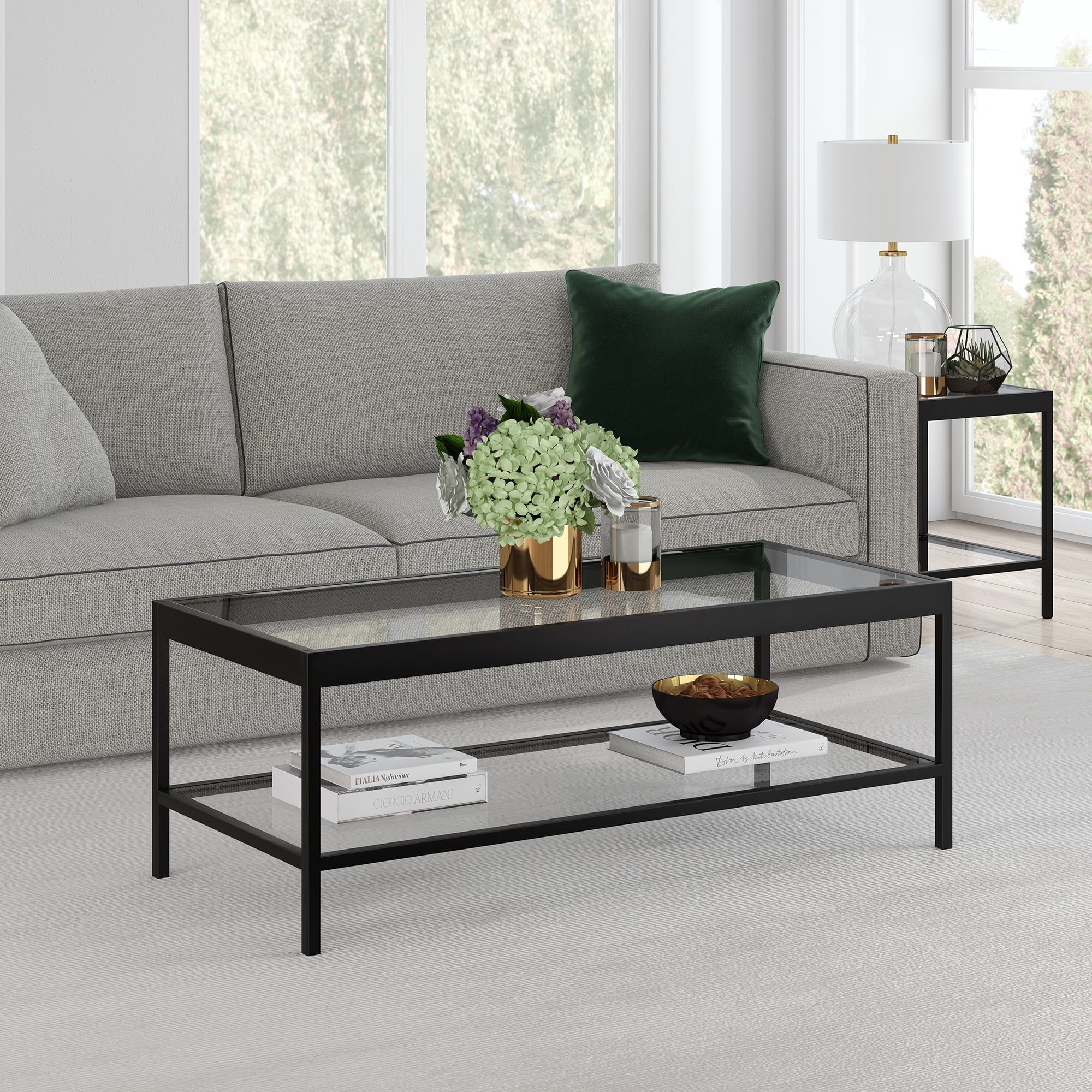 Modern Coffee Table With Open Shelf, Rectangular Table For Living Room Inside Rectangle Coffee Tables (View 4 of 15)